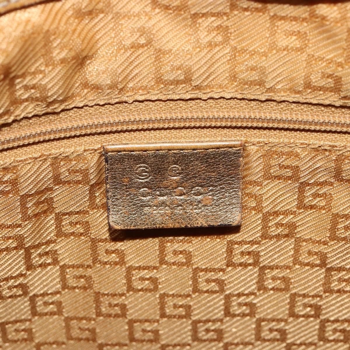 GUCCI GG Canvas Shoulder Bag Gold 257296 Auth BA13375