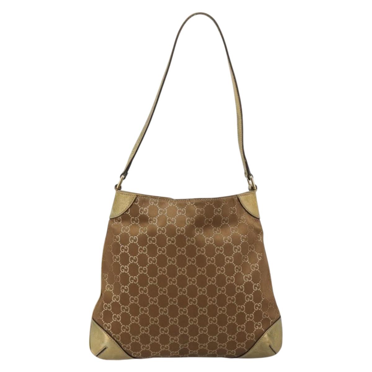 GUCCI GG Canvas Shoulder Bag Gold 257296 Auth BA13375