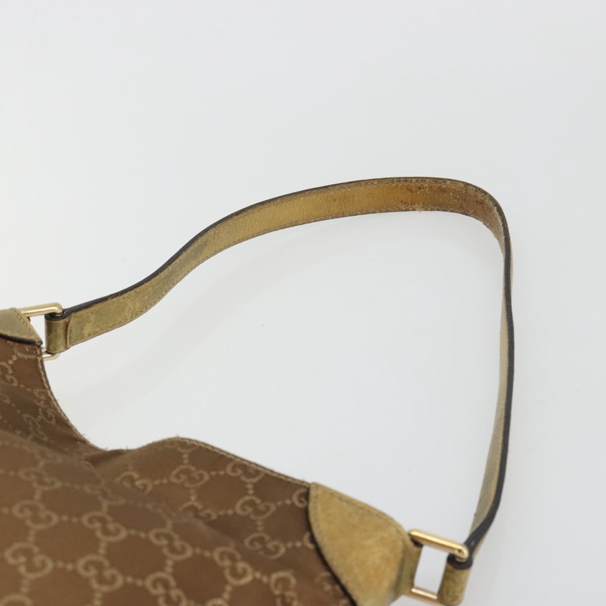 GUCCI GG Canvas Shoulder Bag Gold 257296 Auth BA13375