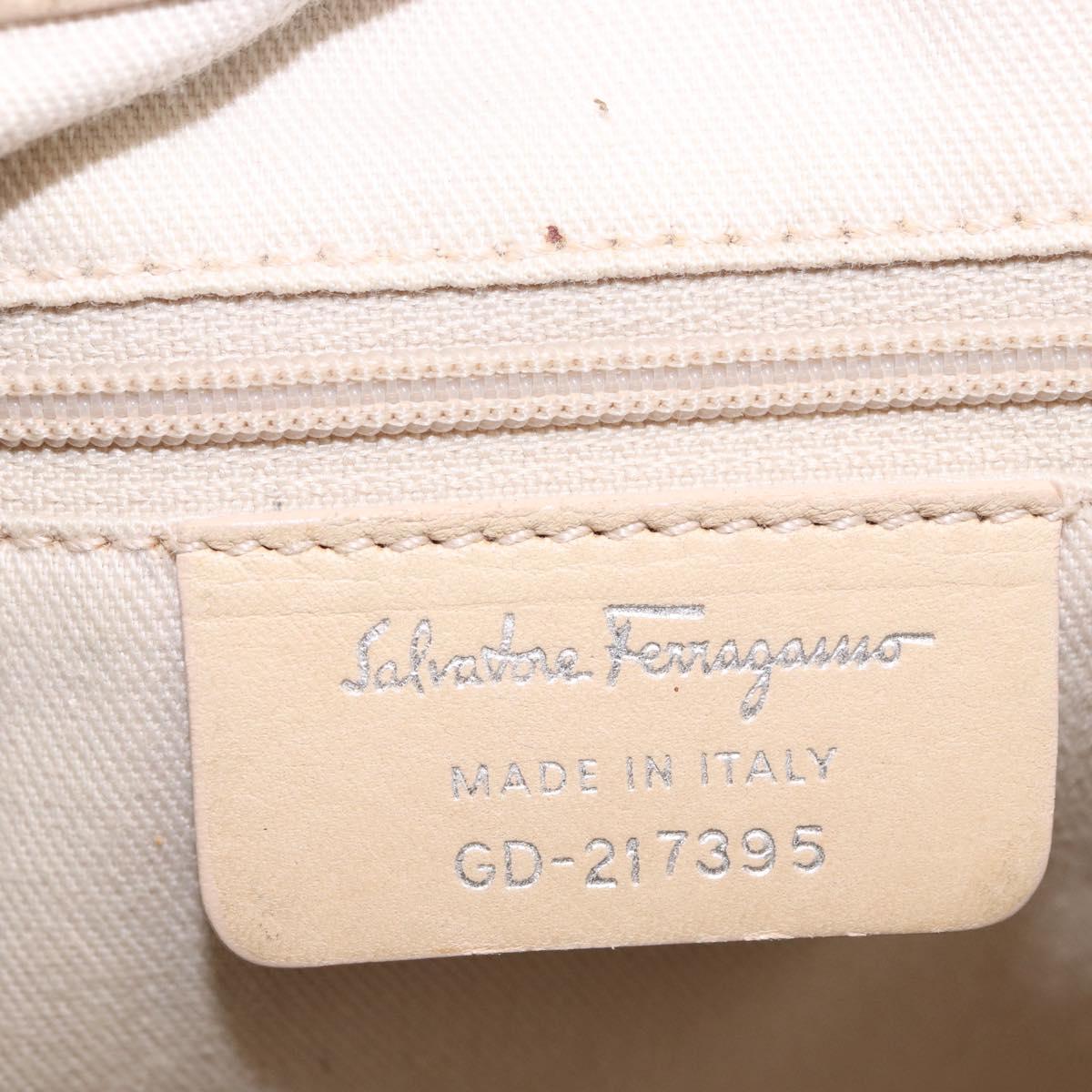 Salvatore Ferragamo Gancini Hand Bag Leather PVC Pink Silver Auth BA13376