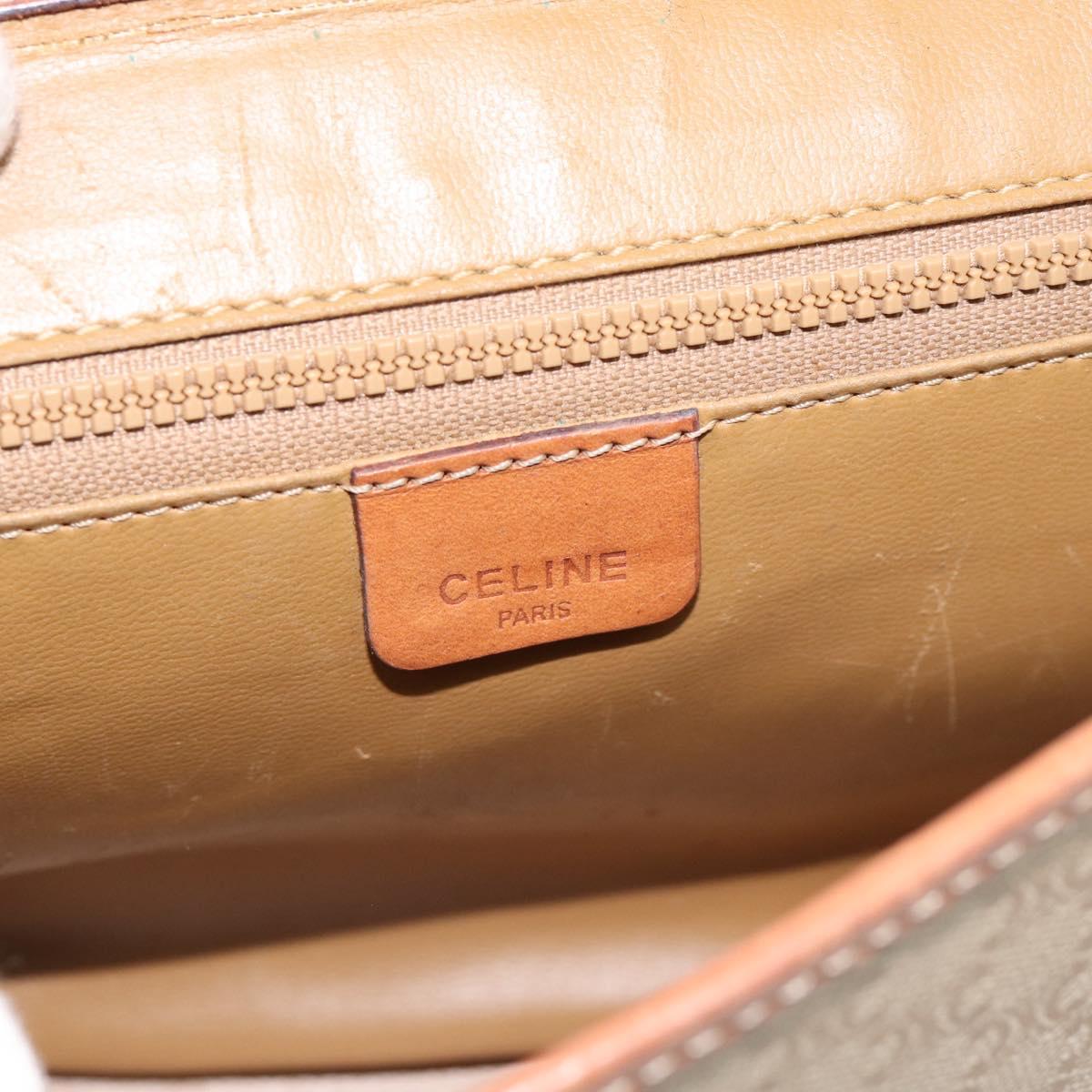 CELINE Macadam Canvas Shoulder Bag PVC Beige Gold Auth BA13377