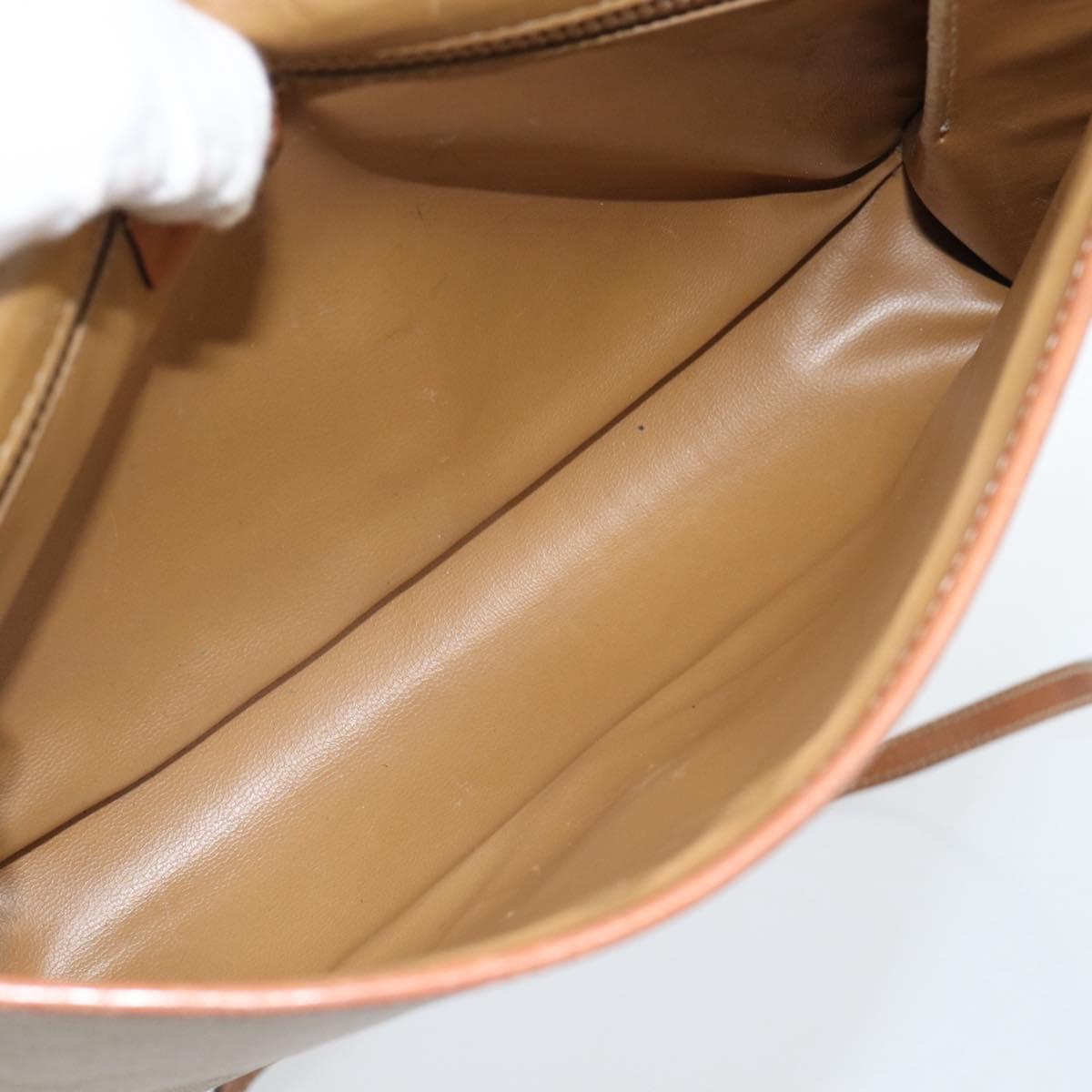 CELINE Macadam Canvas Shoulder Bag PVC Beige Gold Auth BA13377