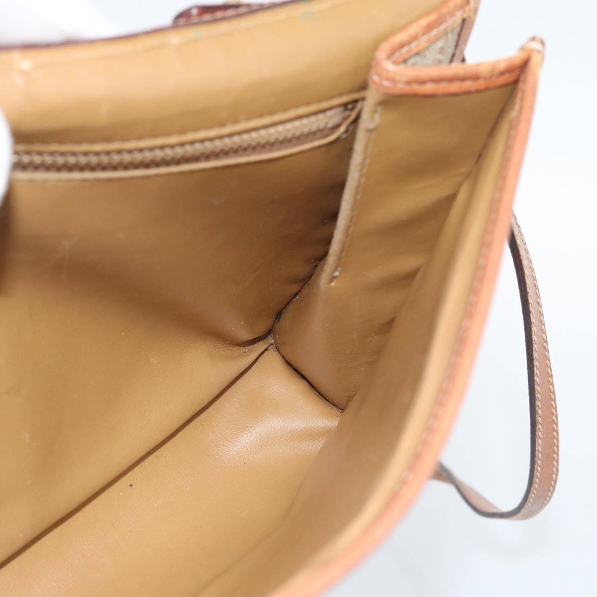 CELINE Macadam Canvas Shoulder Bag PVC Beige Gold Auth BA13377