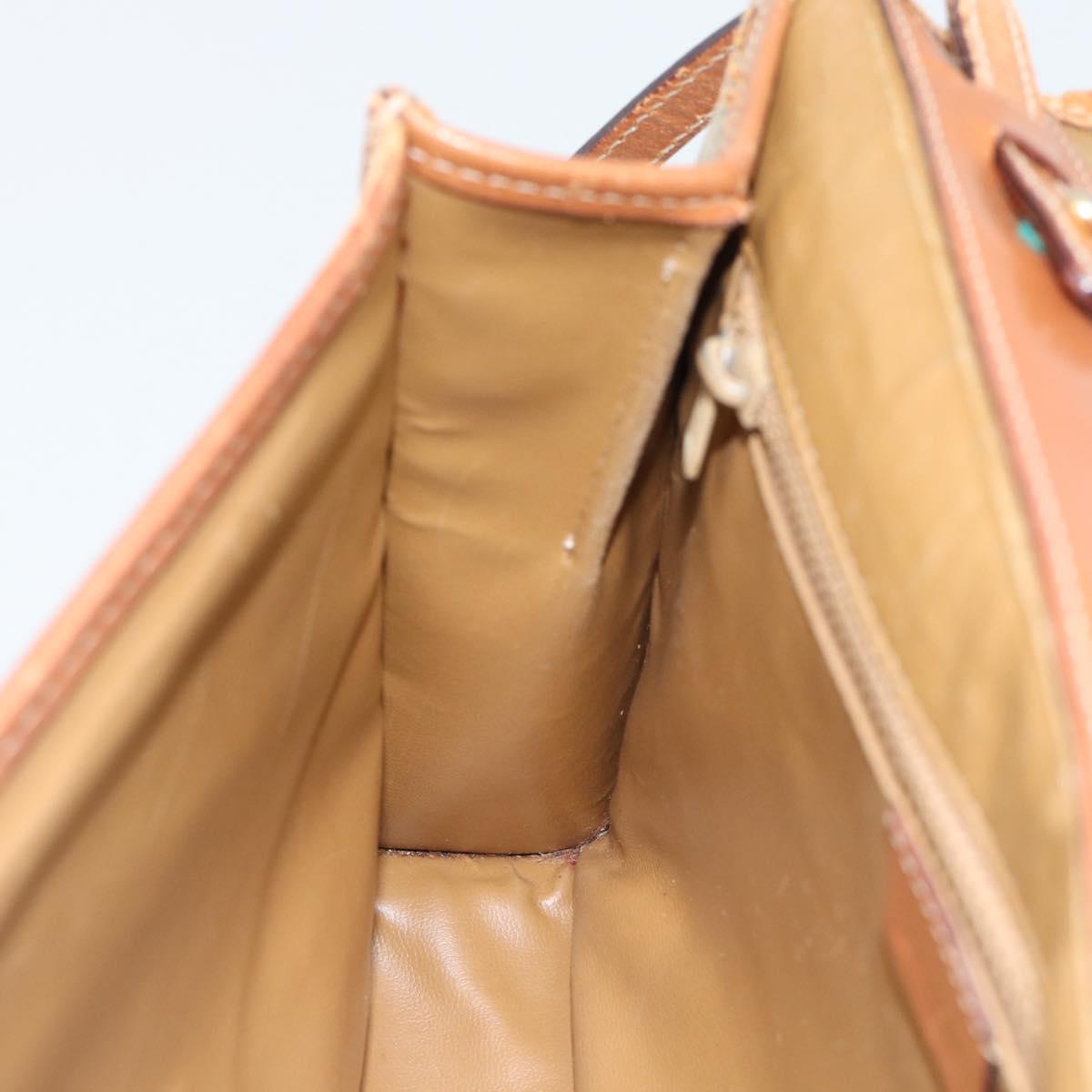 CELINE Macadam Canvas Shoulder Bag PVC Beige Gold Auth BA13377