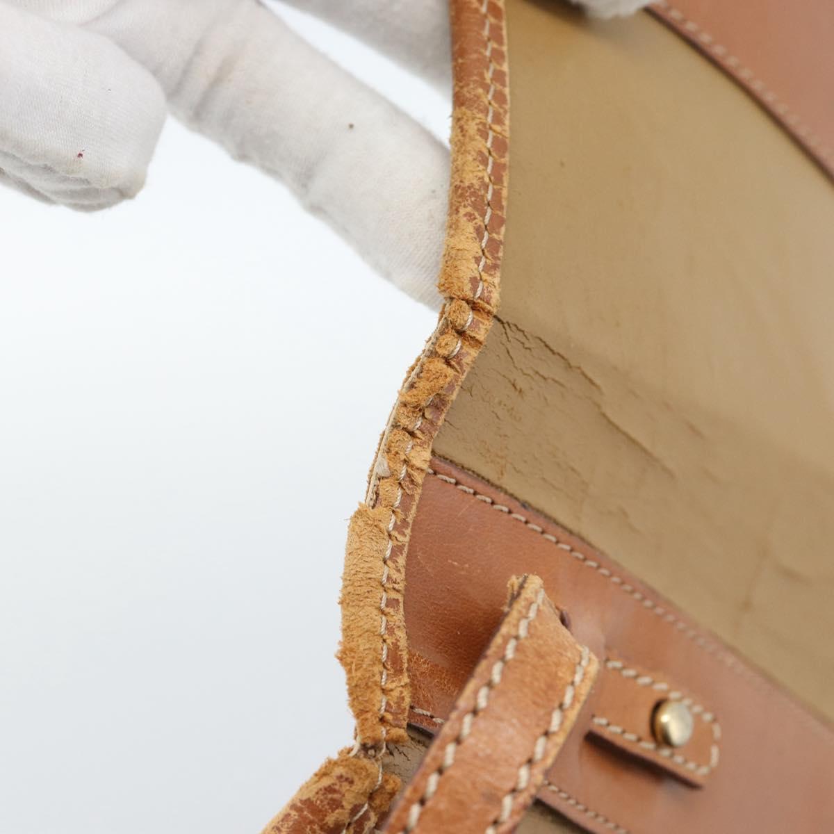 CELINE Macadam Canvas Shoulder Bag PVC Beige Gold Auth BA13377