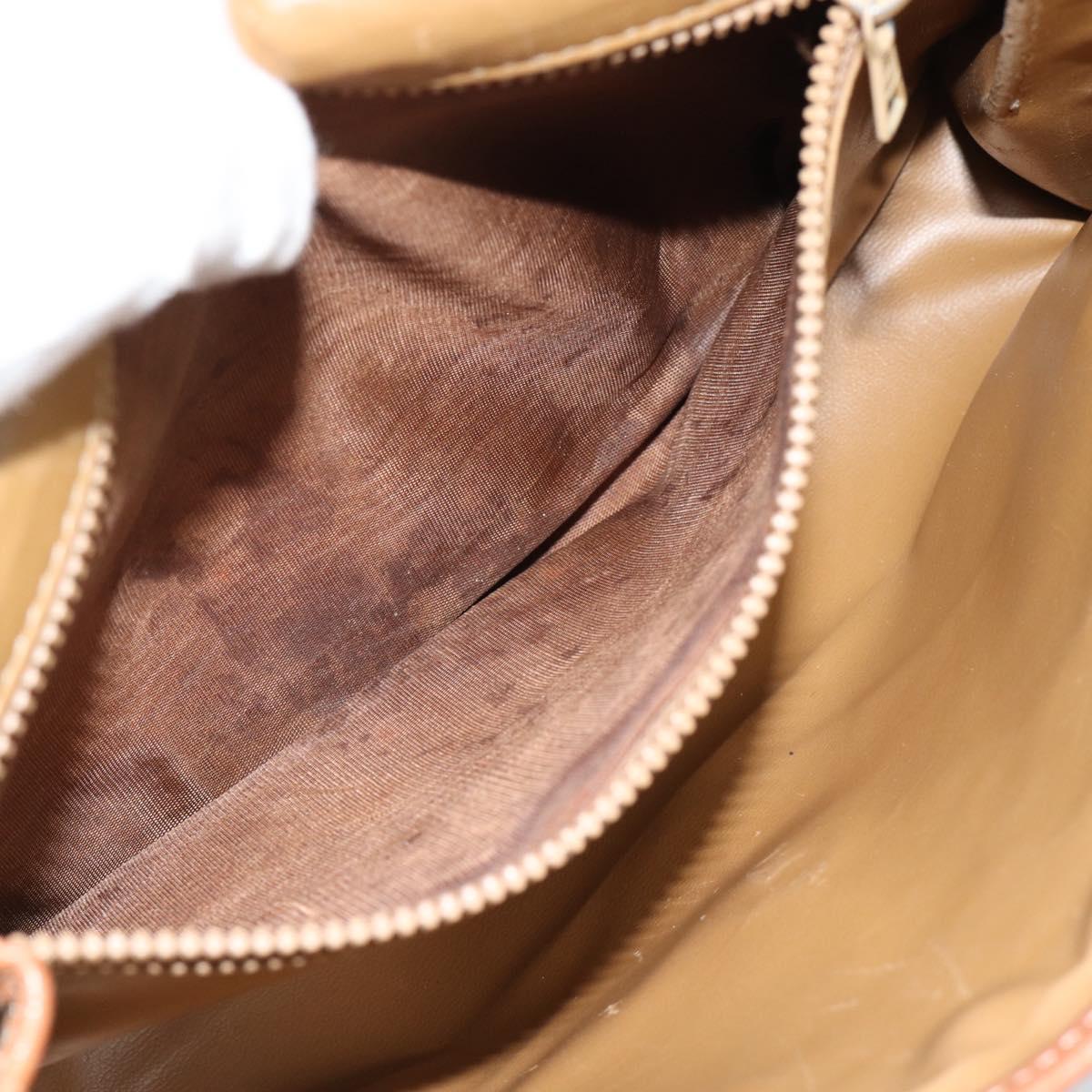 CELINE Macadam Canvas Shoulder Bag PVC Beige Gold Auth BA13377