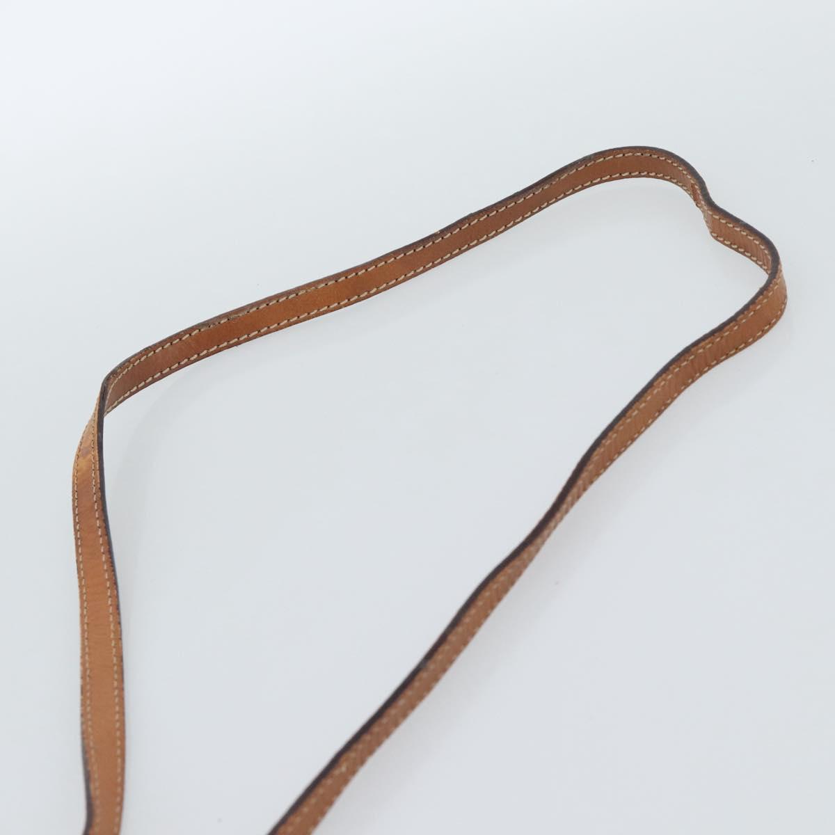 CELINE Macadam Canvas Shoulder Bag PVC Beige Gold Auth BA13377