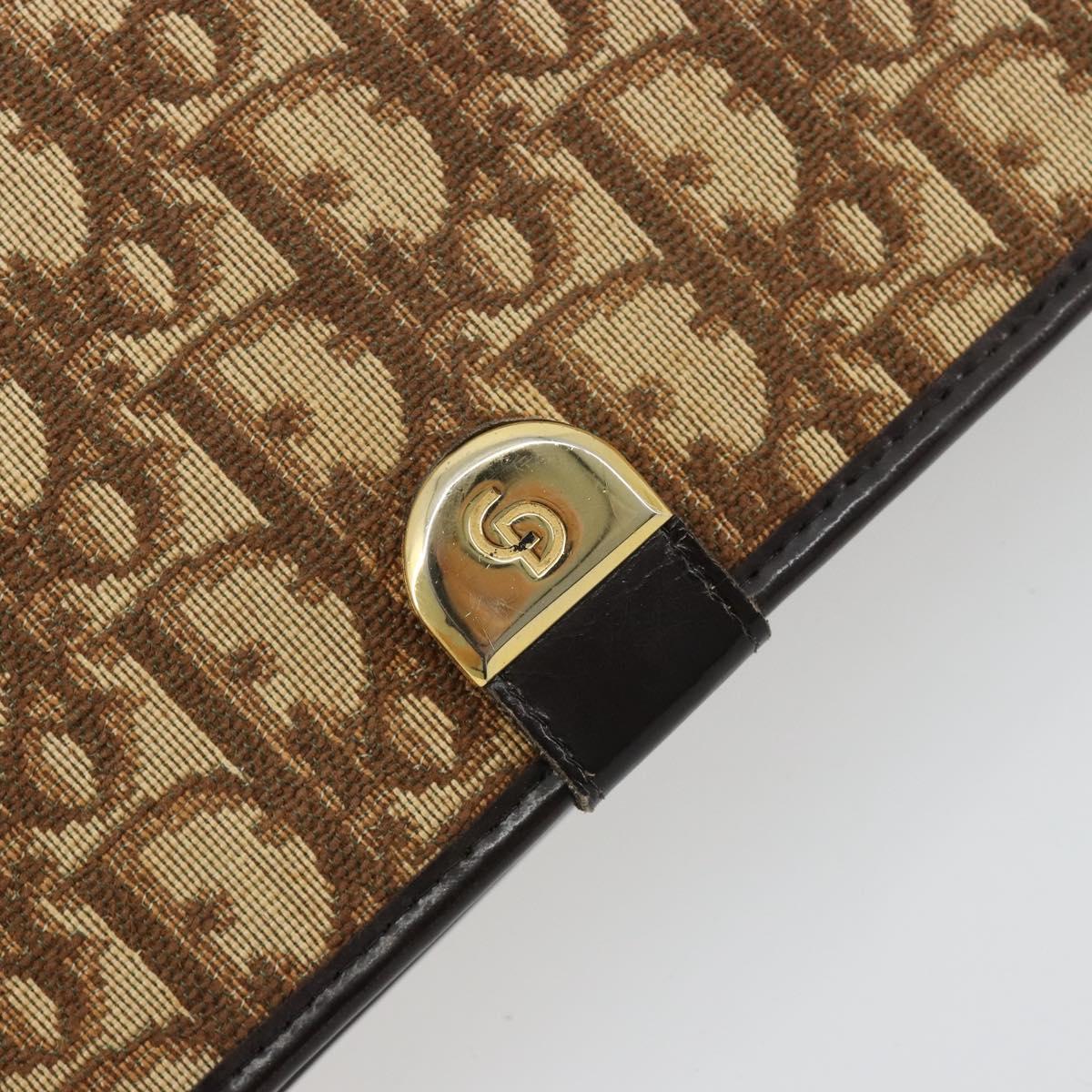 Christian Dior Trotter Canvas Chain Shoulder Bag Beige Gold Auth BA13378