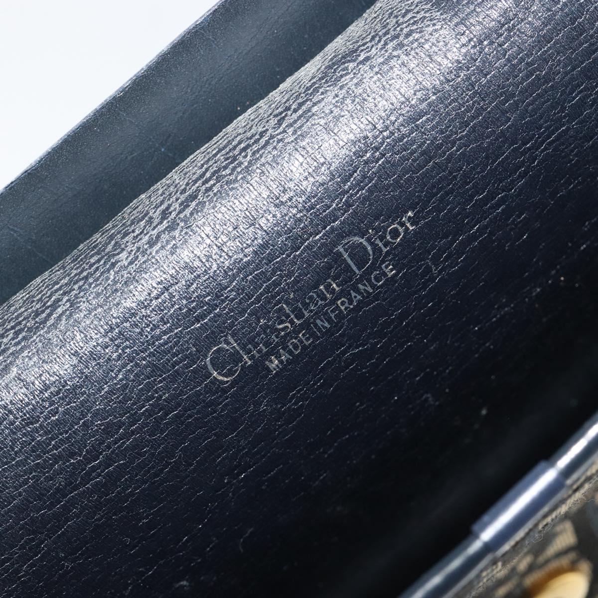 Christian Dior Trotter Canvas Chain Shoulder Bag Navy Gold Auth BA13379
