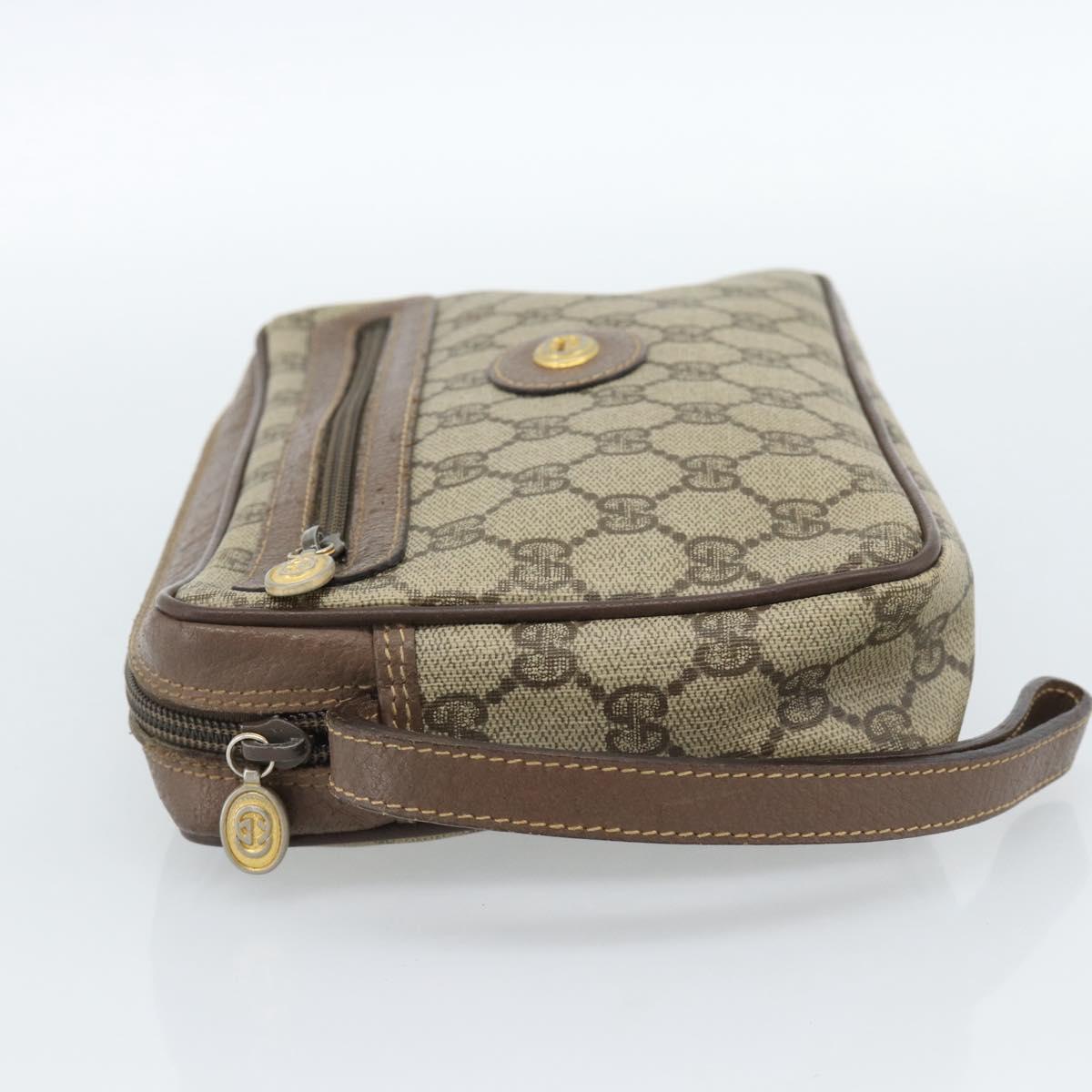 GUCCI GG Supreme Clutch Bag PVC Beige Gold 018 123 6021 Auth BA13380