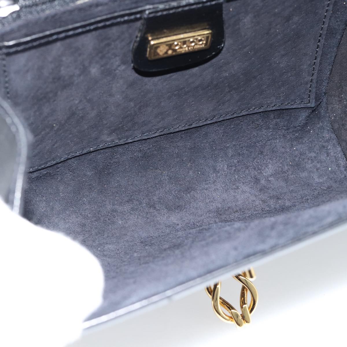 GUCCI Shoulder Bag Leather Black Gold Auth BA13381