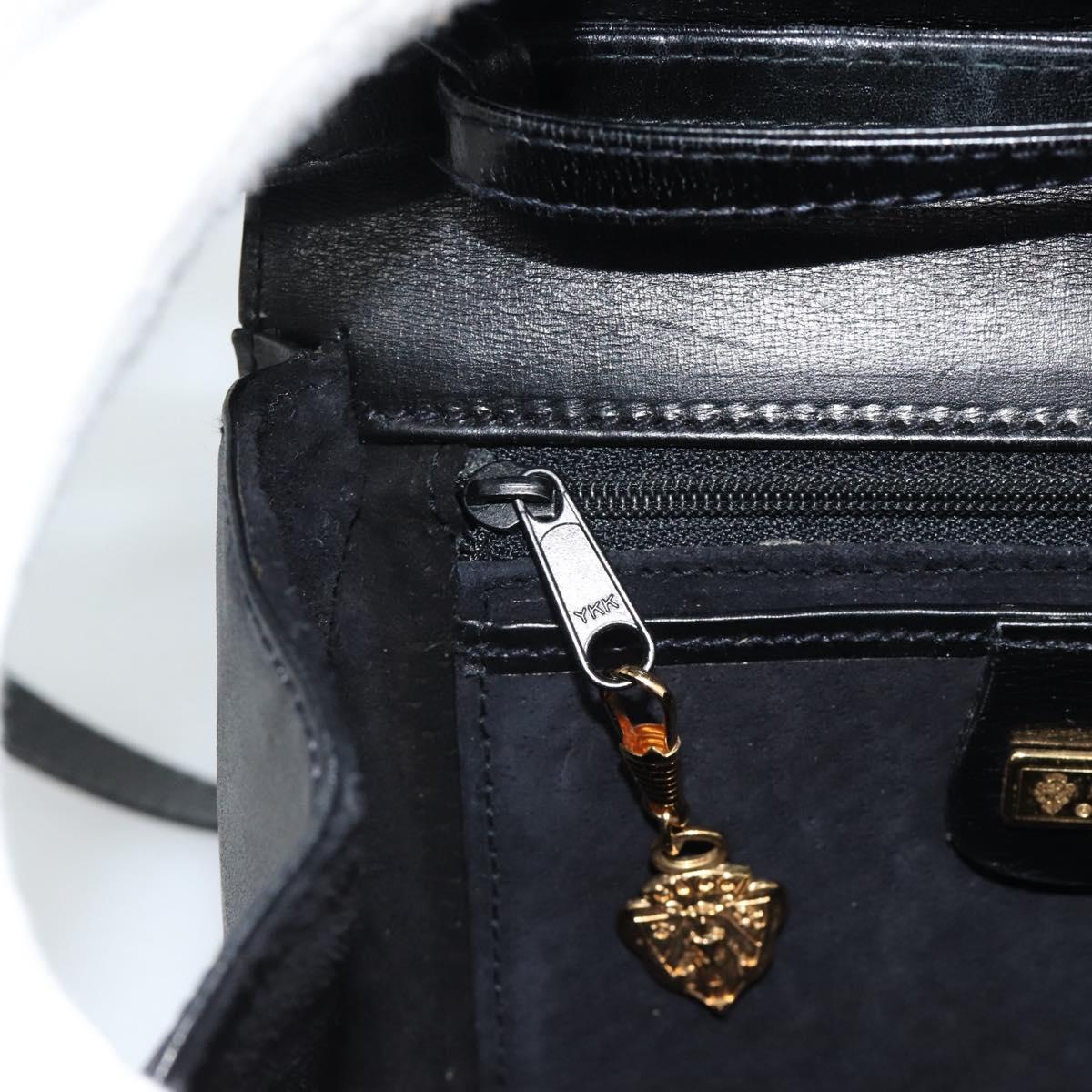 GUCCI Shoulder Bag Leather Black Gold Auth BA13381