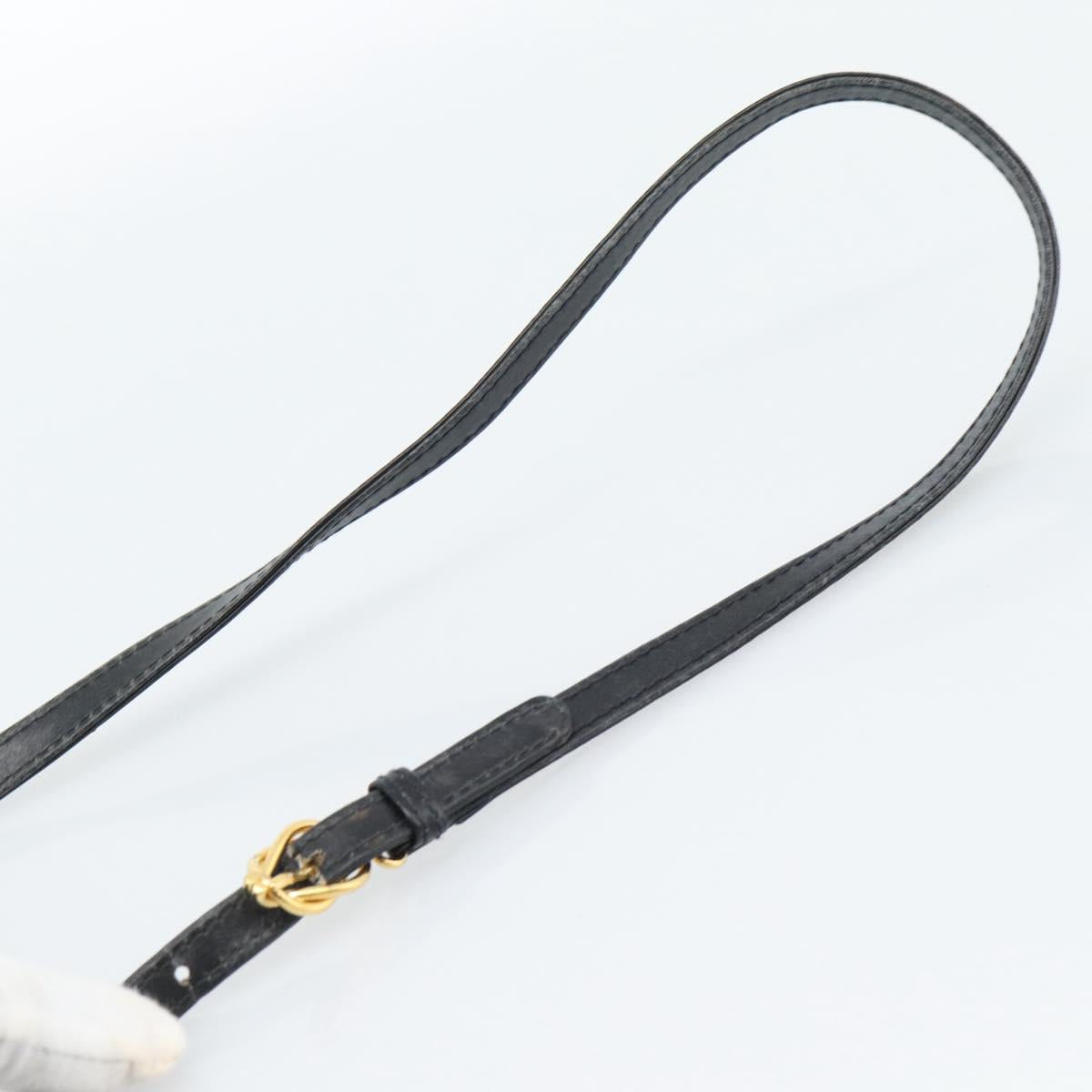 GUCCI Shoulder Bag Leather Black Gold Auth BA13381