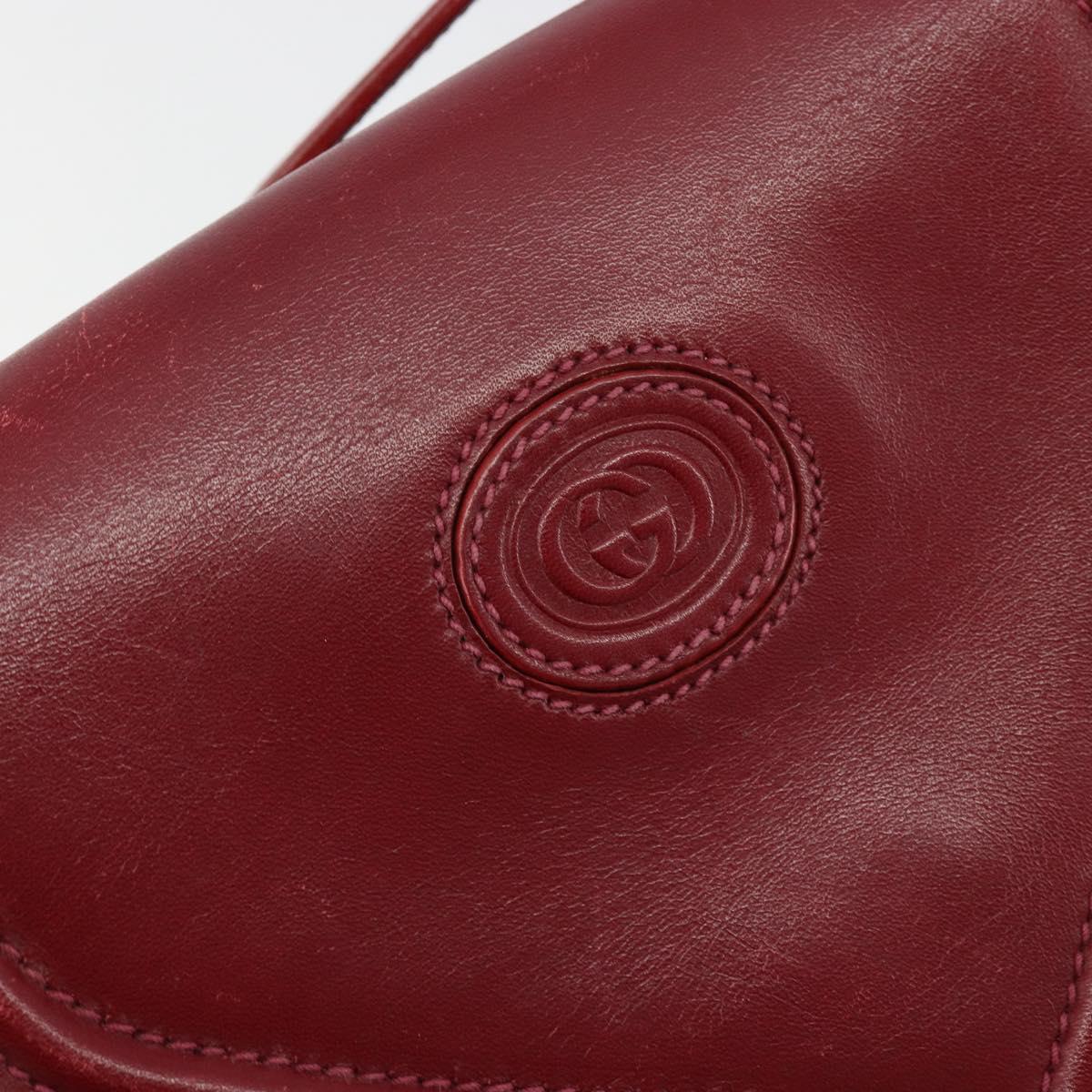 GUCCI Shoulder Bag Leather Red Gold 007 261 0081 Auth BA13384