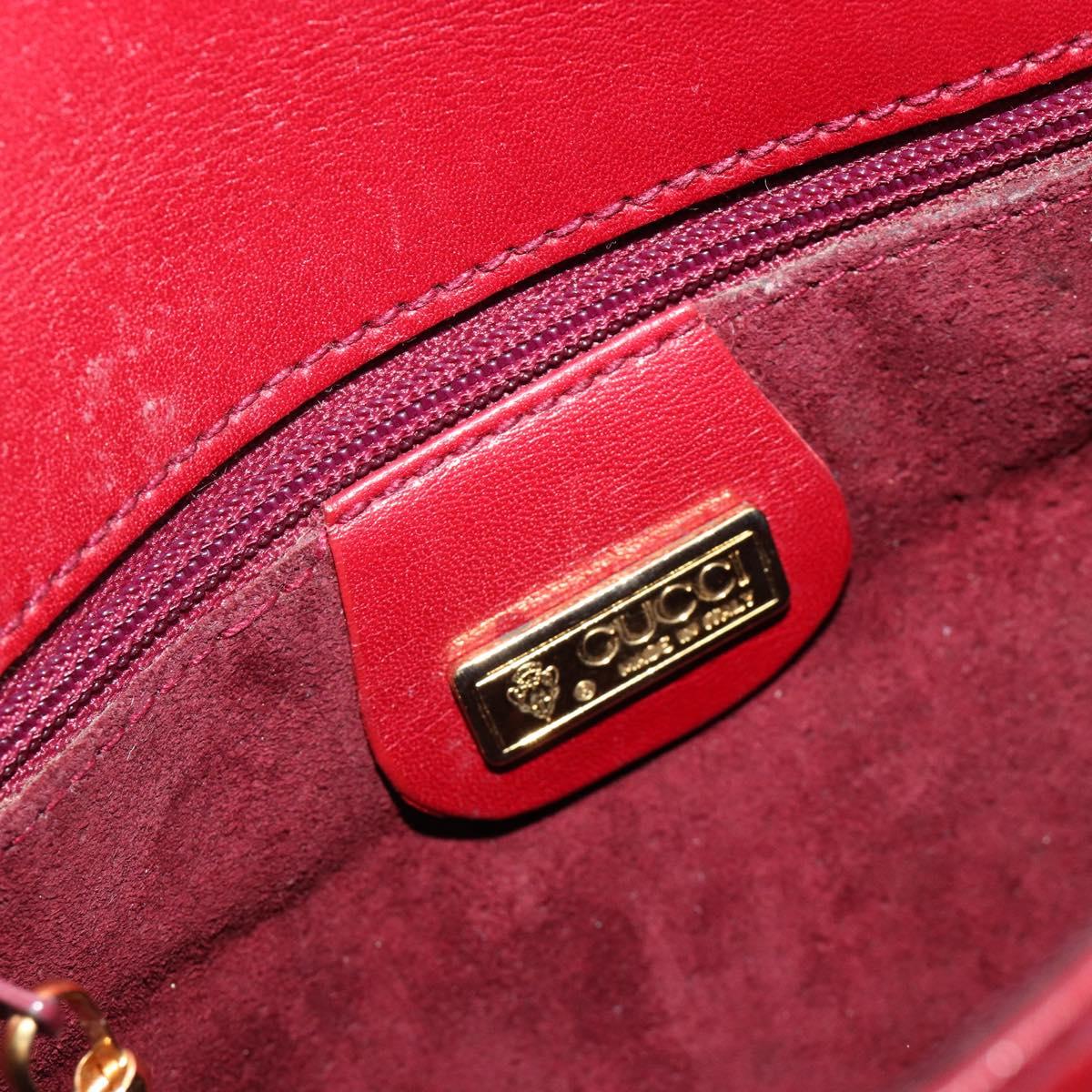 GUCCI Shoulder Bag Leather Red Gold 007 261 0081 Auth BA13384