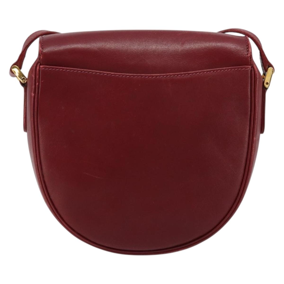 GUCCI Shoulder Bag Leather Red Gold 007 261 0081 Auth BA13384