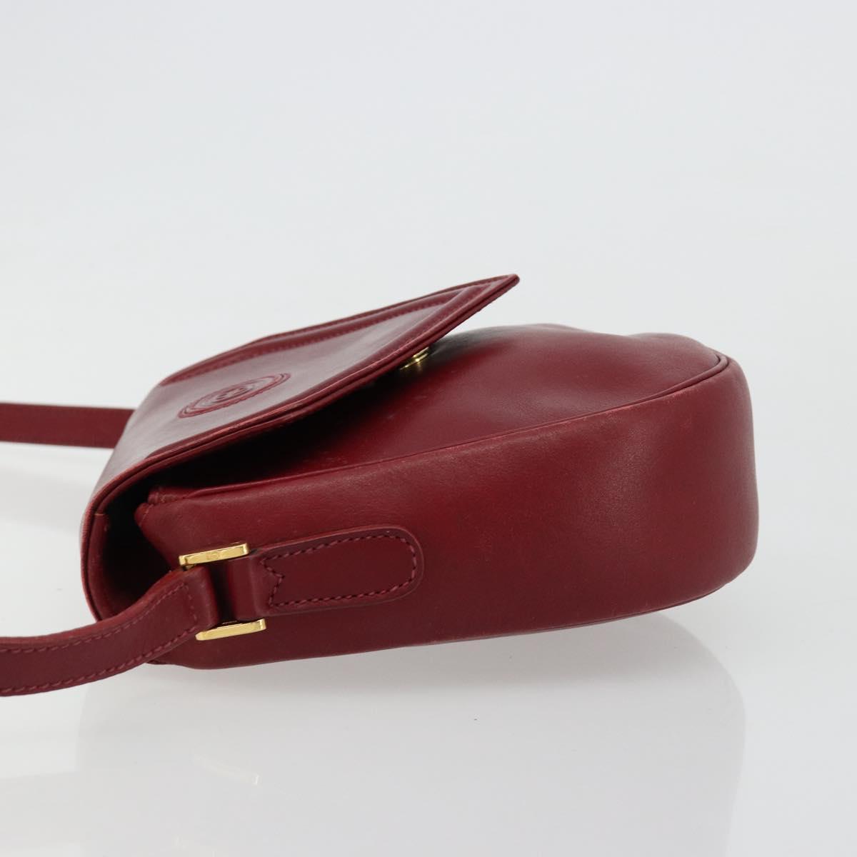 GUCCI Shoulder Bag Leather Red Gold 007 261 0081 Auth BA13384