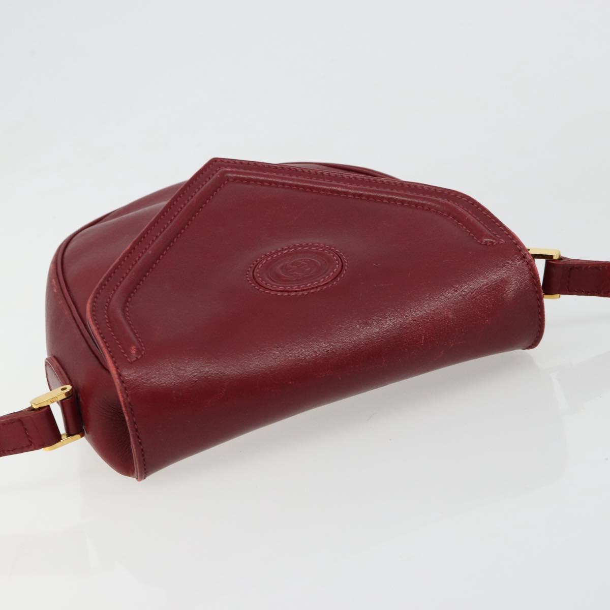 GUCCI Shoulder Bag Leather Red Gold 007 261 0081 Auth BA13384