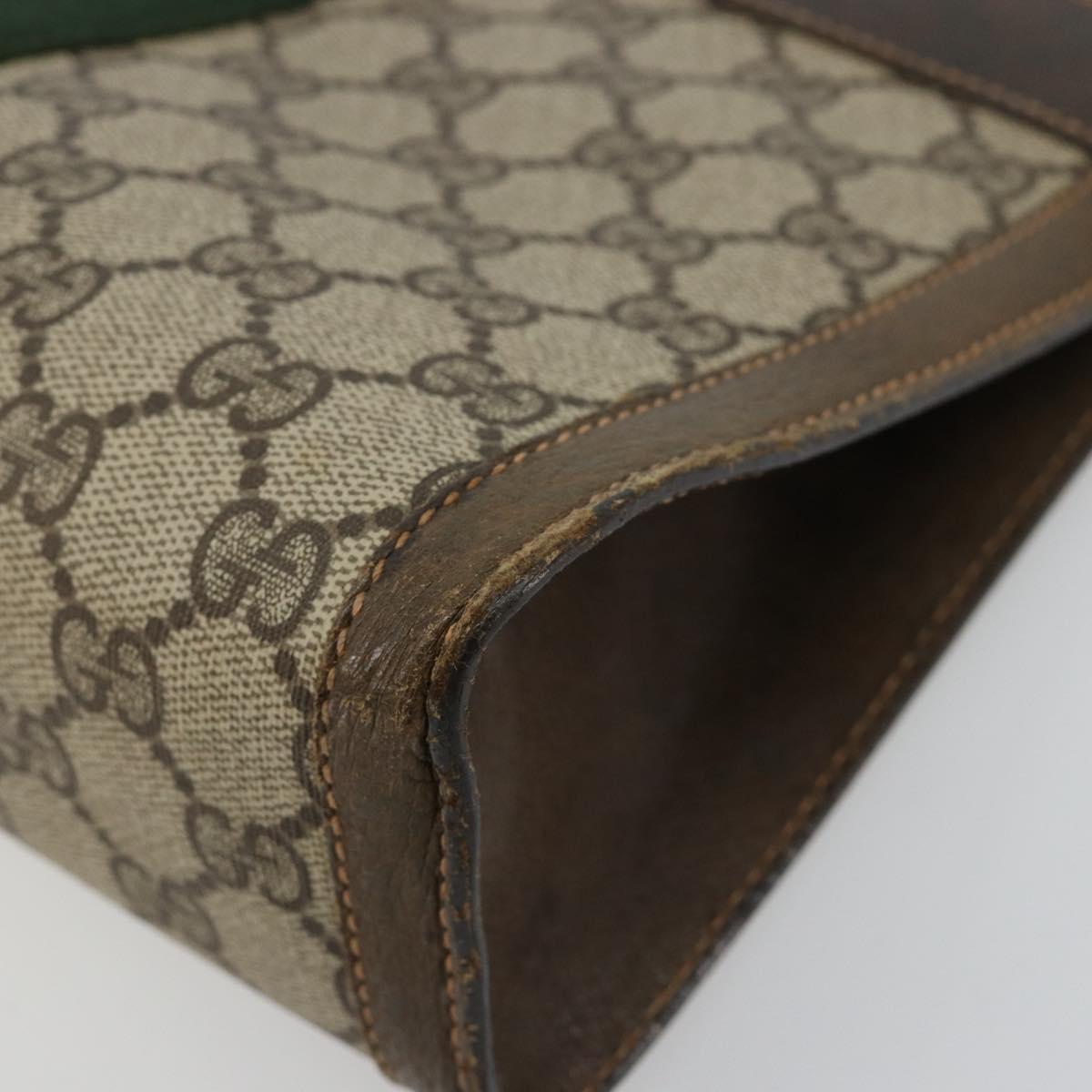 GUCCI GG Supreme Web Sherry Line Clutch Bag PVC Beige 67 014 2125 Auth BA13385