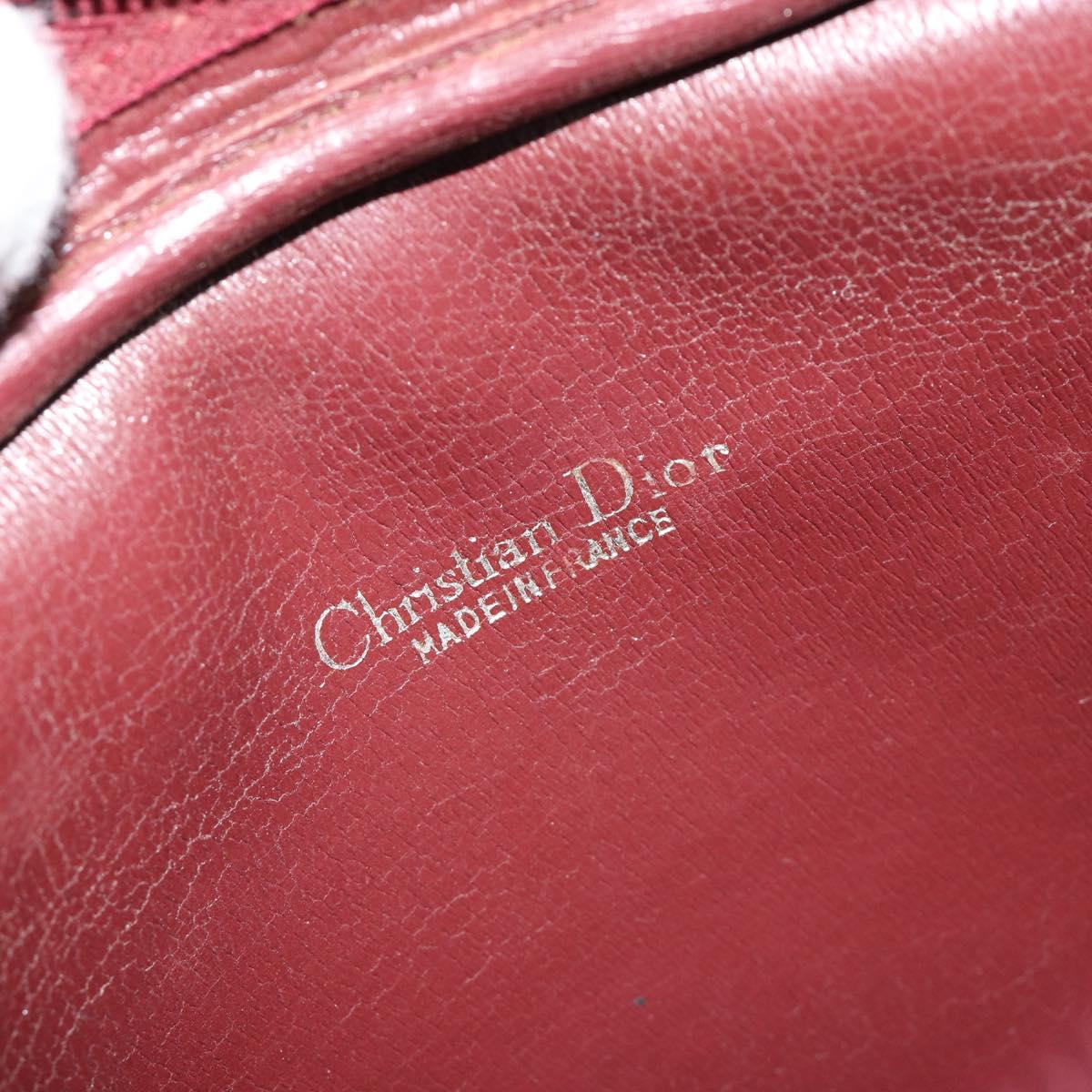 Christian Dior Shoulder Bag Suede Bordeaux Gold Auth BA13386
