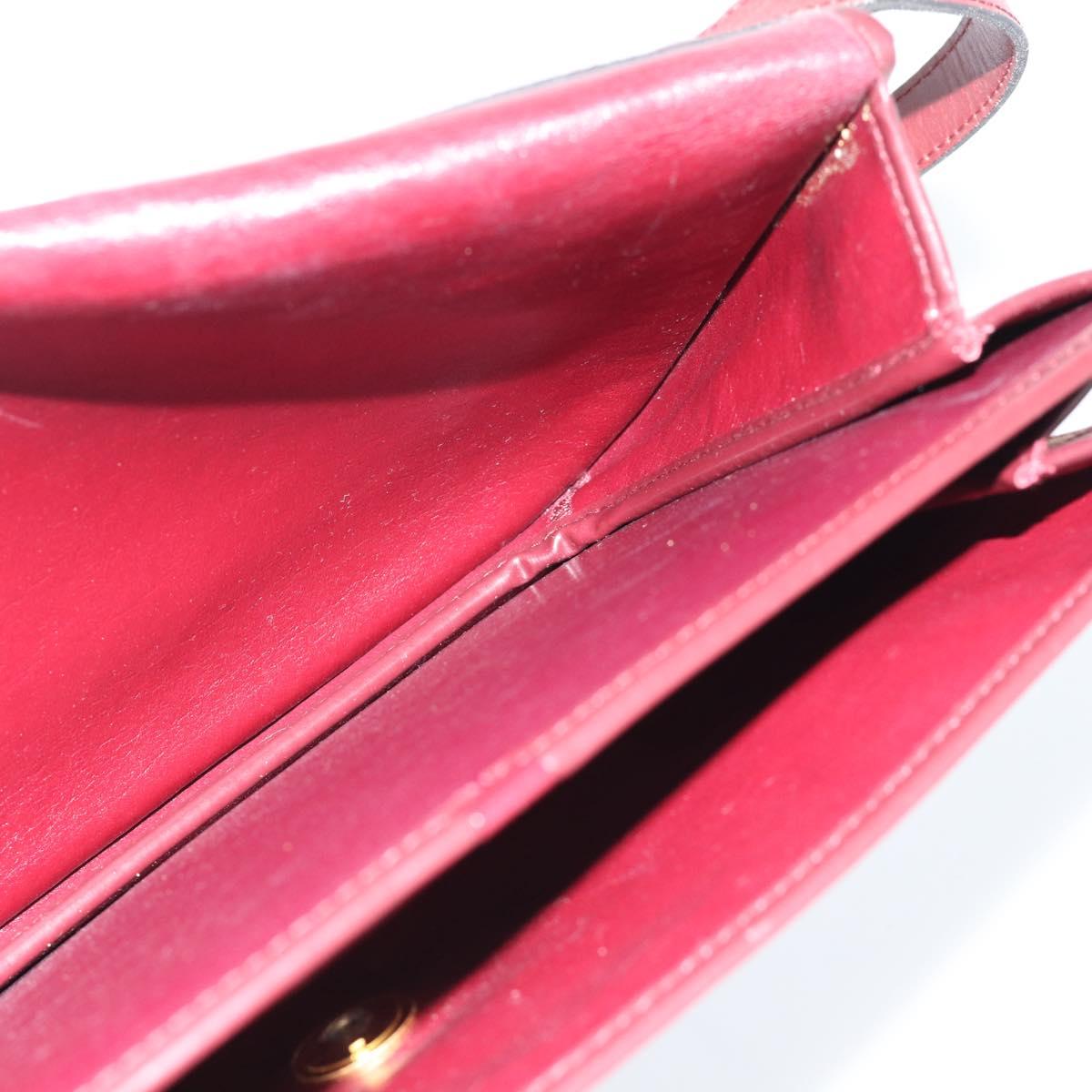 Christian Dior Trotter Canvas Shoulder Bag Red Gold Auth BA13387