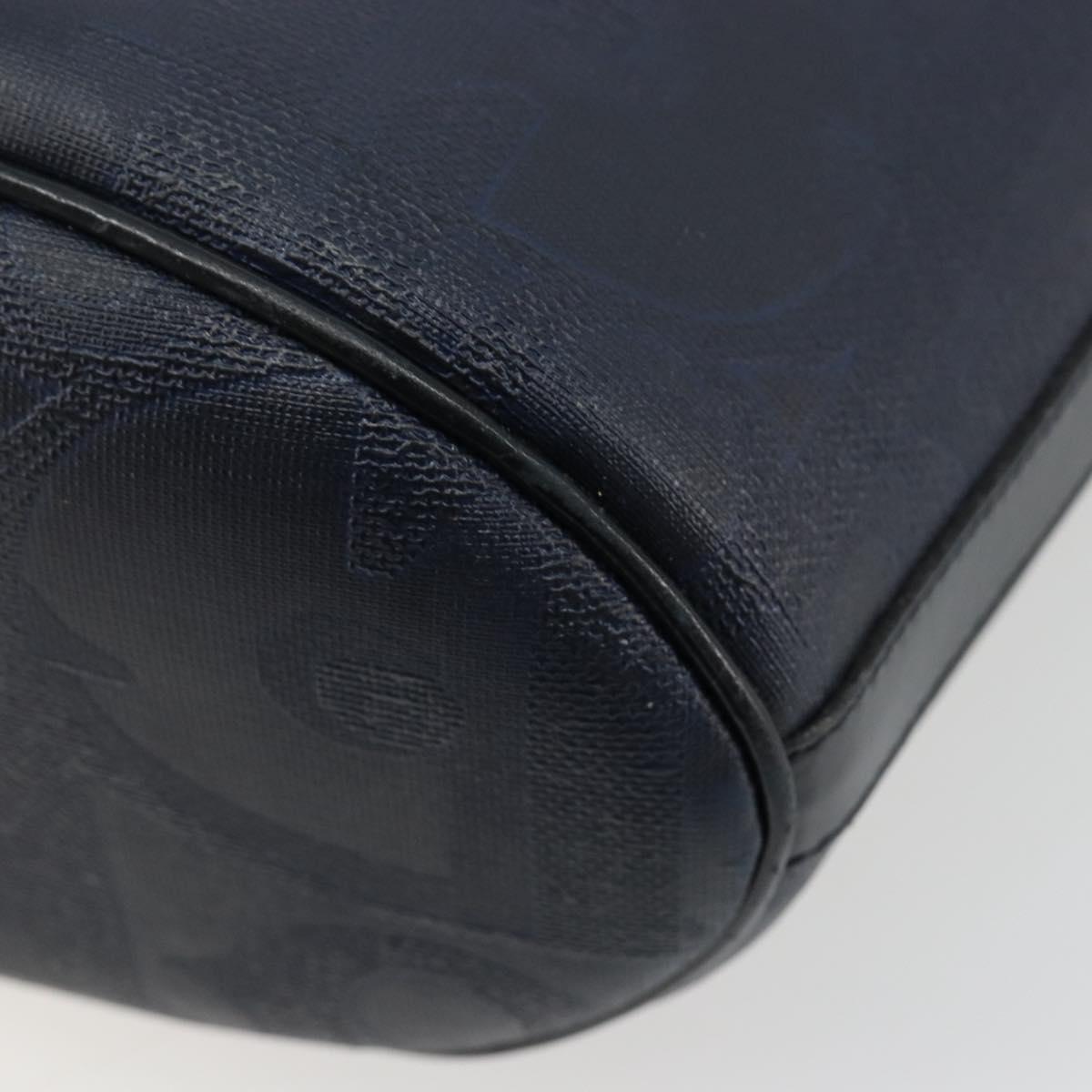 Christian Dior Trotter Canvas Shoulder Bag PVC Navy Gold Auth BA13388A