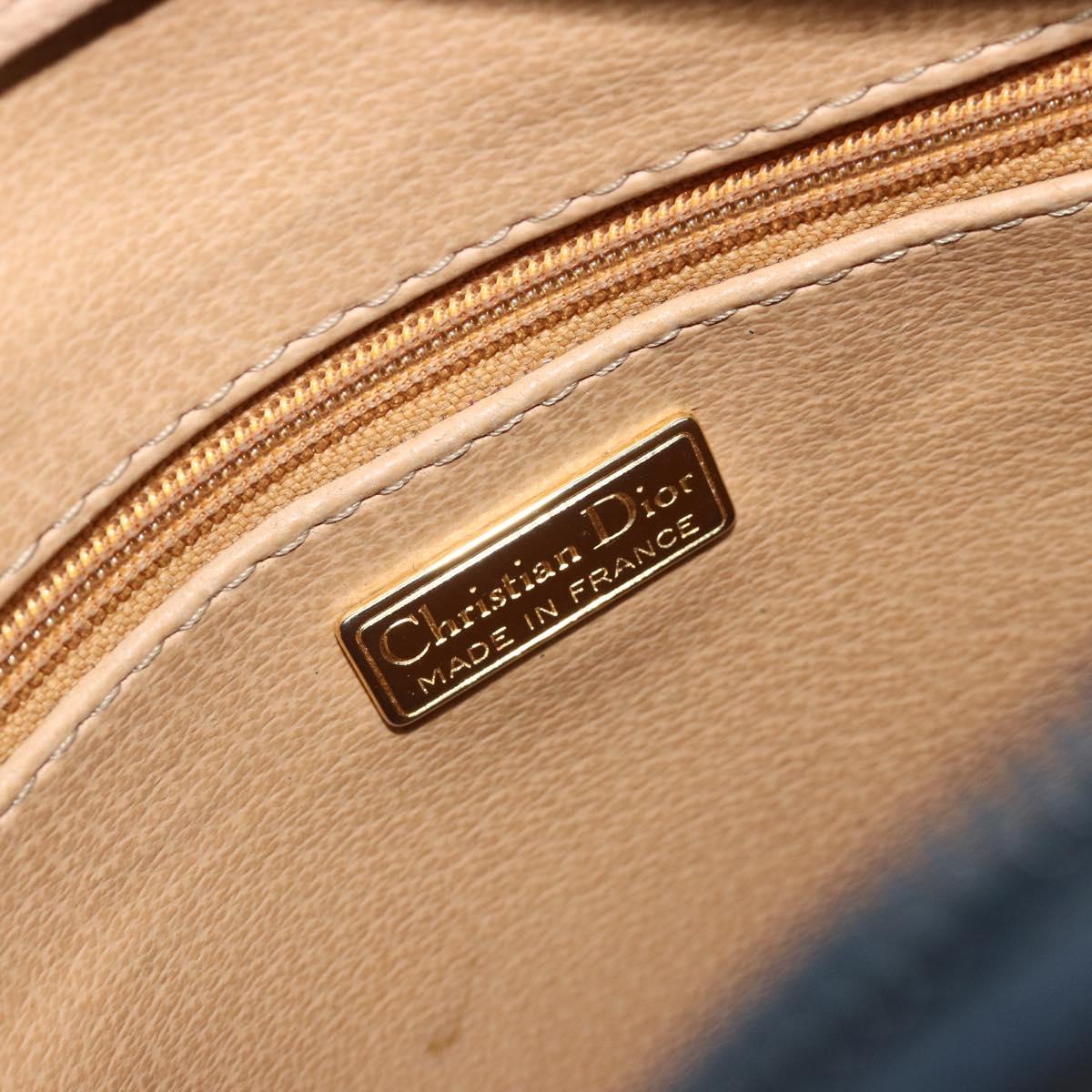Christian Dior Trotter Canvas Shoulder Bag PVC Navy Gold Auth BA13388A