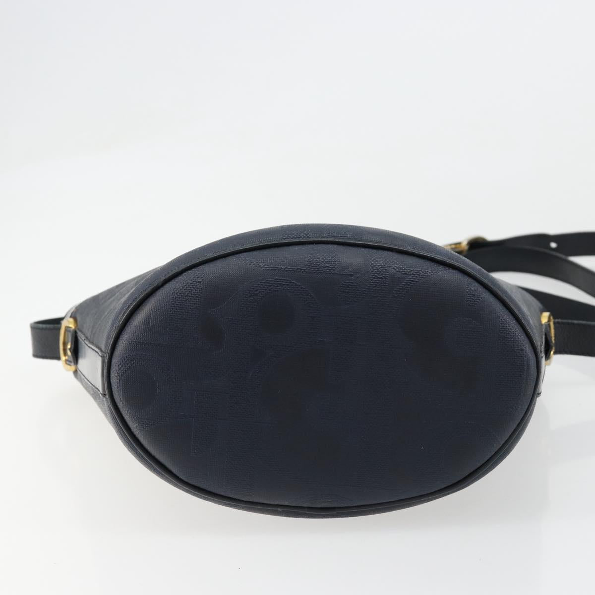 Christian Dior Trotter Canvas Shoulder Bag PVC Navy Gold Auth BA13388A