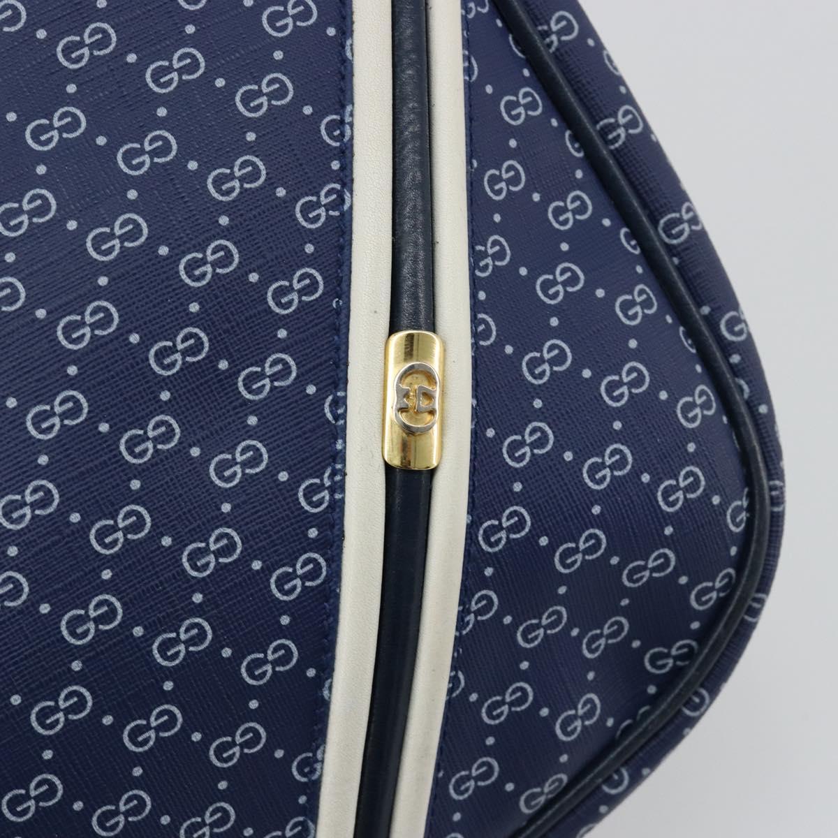GUCCI Micro GG Supreme Sherry Line Shoulder Bag PVC Blue Gold Auth BA13389