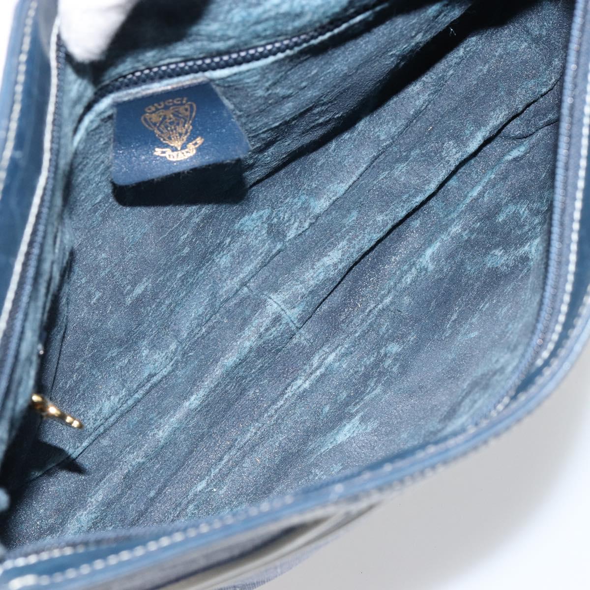 GUCCI Micro GG Supreme Sherry Line Shoulder Bag PVC Blue Gold Auth BA13389