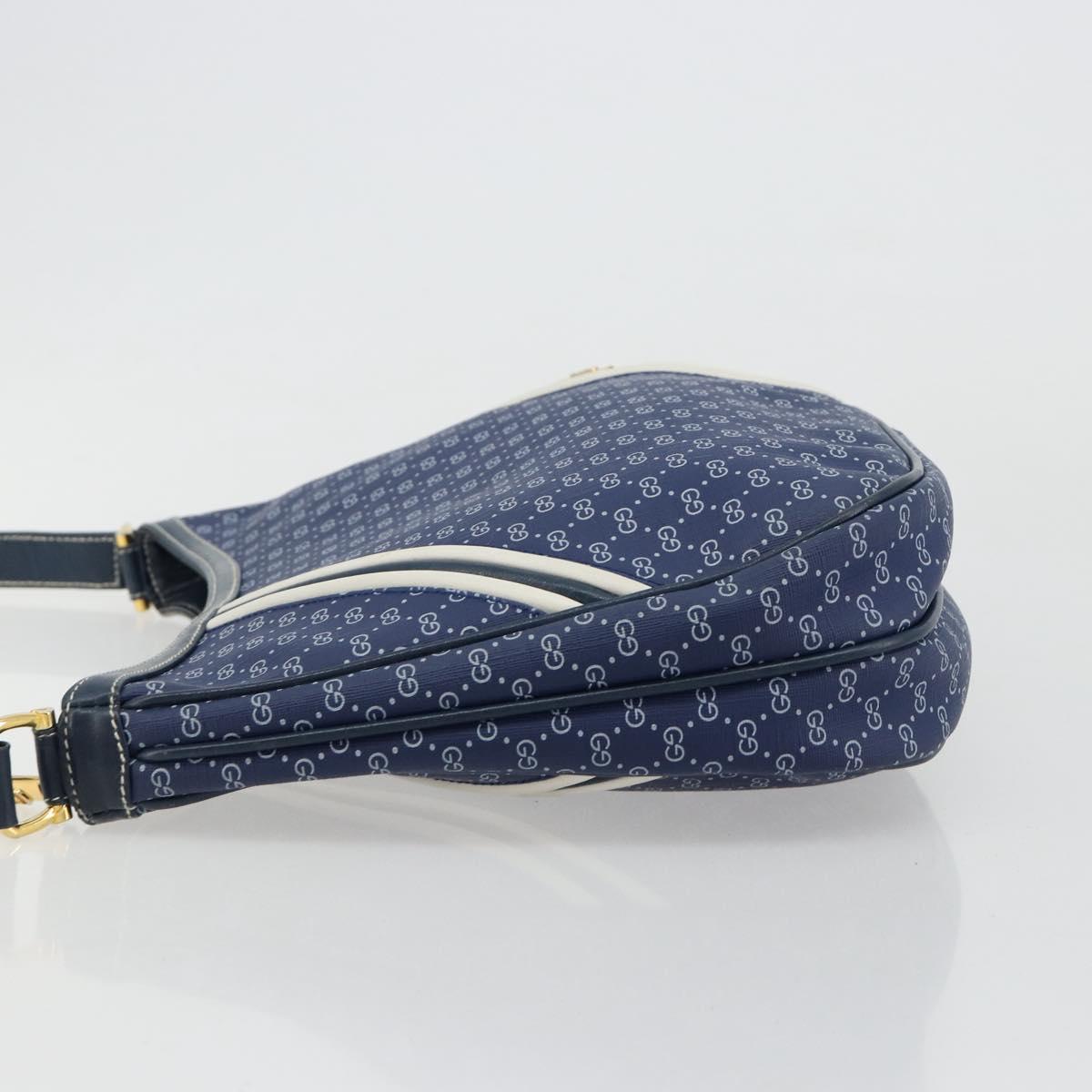 GUCCI Micro GG Supreme Sherry Line Shoulder Bag PVC Blue Gold Auth BA13389