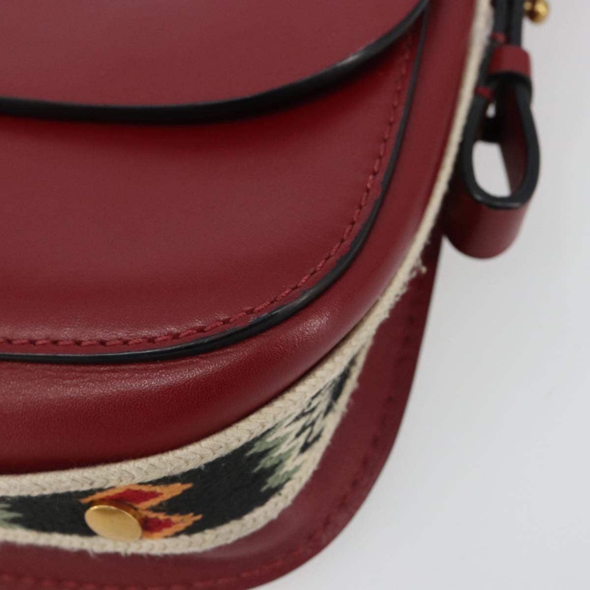 Christian Dior Shoulder Bag Leather 2way Red Gold Auth BA13390A