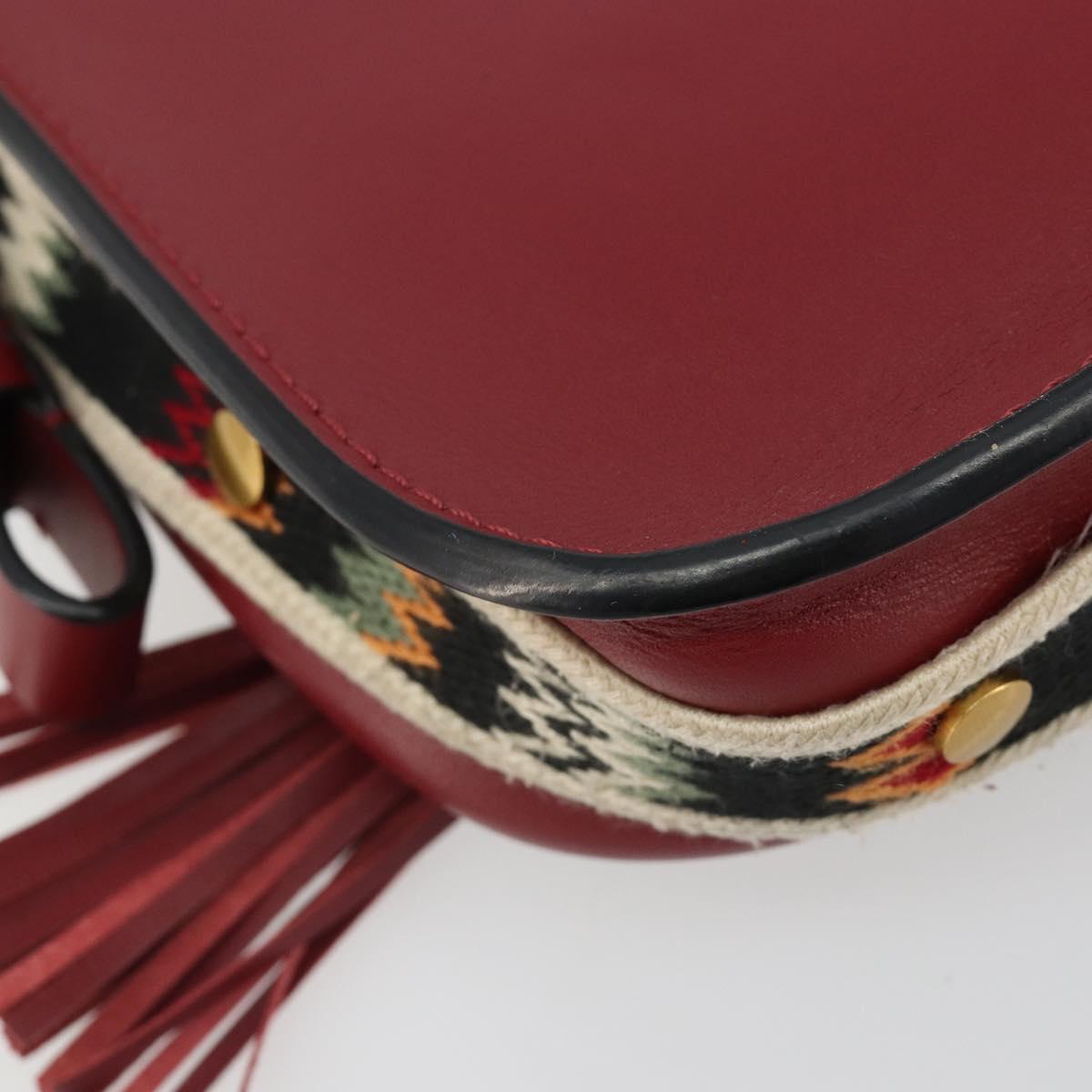 Christian Dior Shoulder Bag Leather 2way Red Gold Auth BA13390A