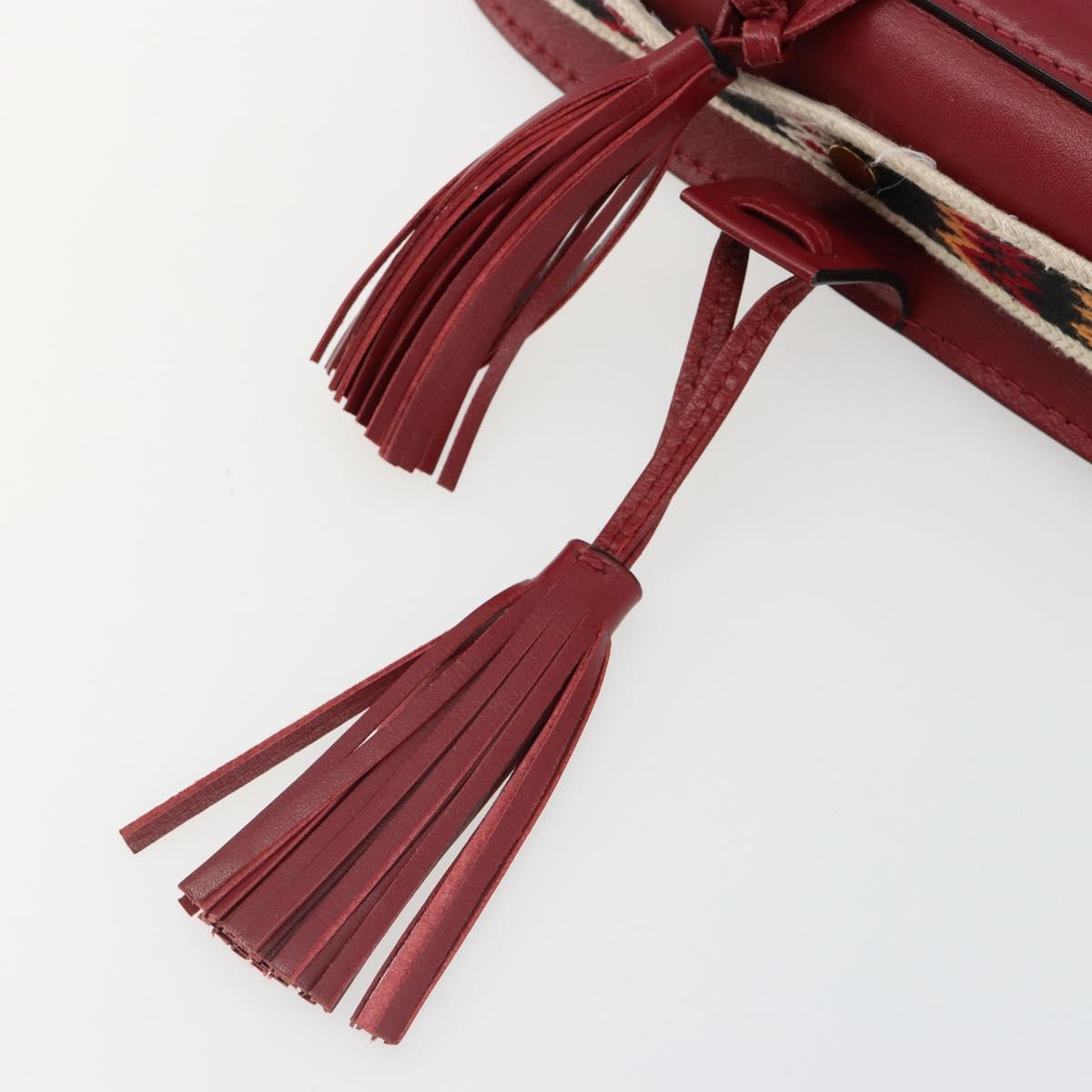 Christian Dior Shoulder Bag Leather 2way Red Gold Auth BA13390A