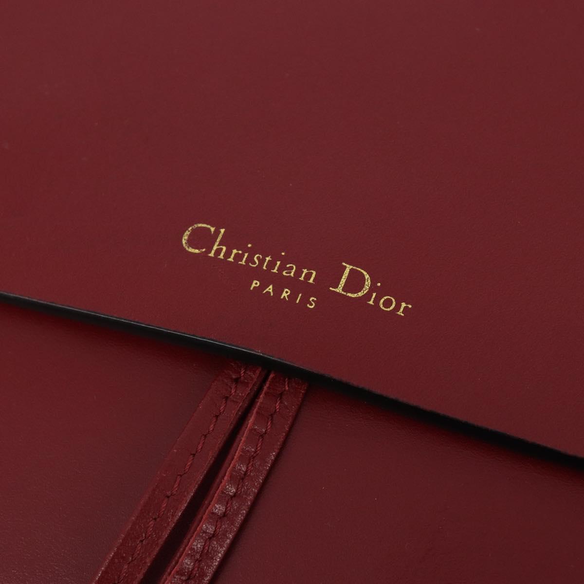 Christian Dior Shoulder Bag Leather 2way Red Gold Auth BA13390A