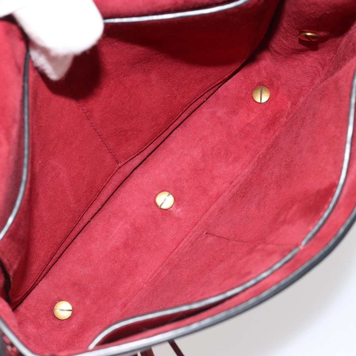 Christian Dior Shoulder Bag Leather 2way Red Gold Auth BA13390A