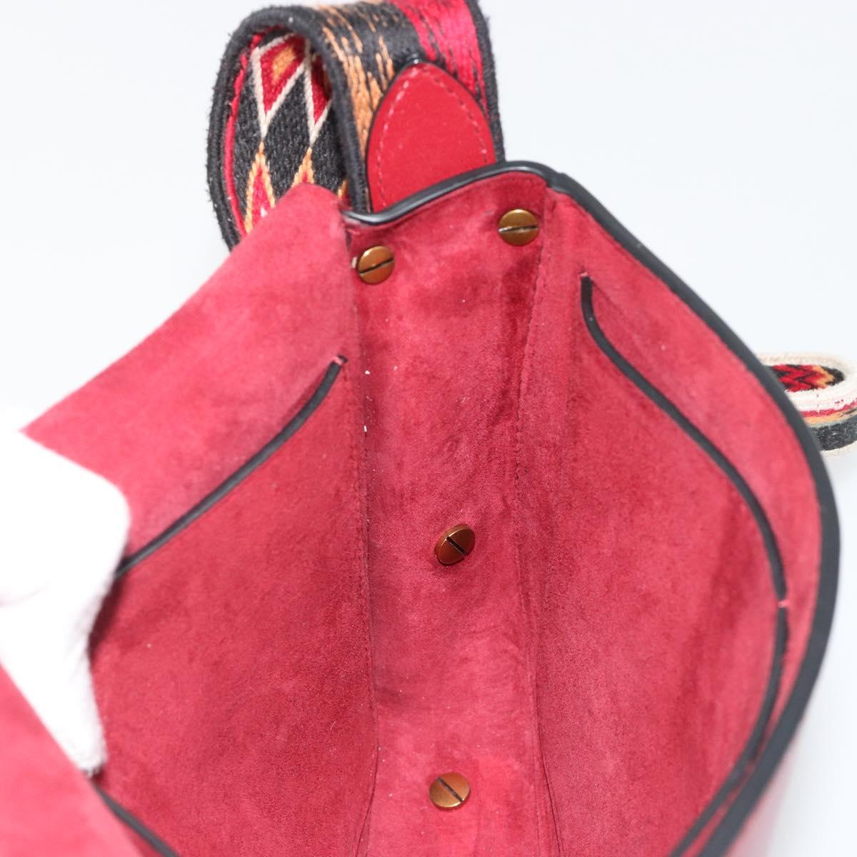 Christian Dior Shoulder Bag Leather 2way Red Gold Auth BA13390A