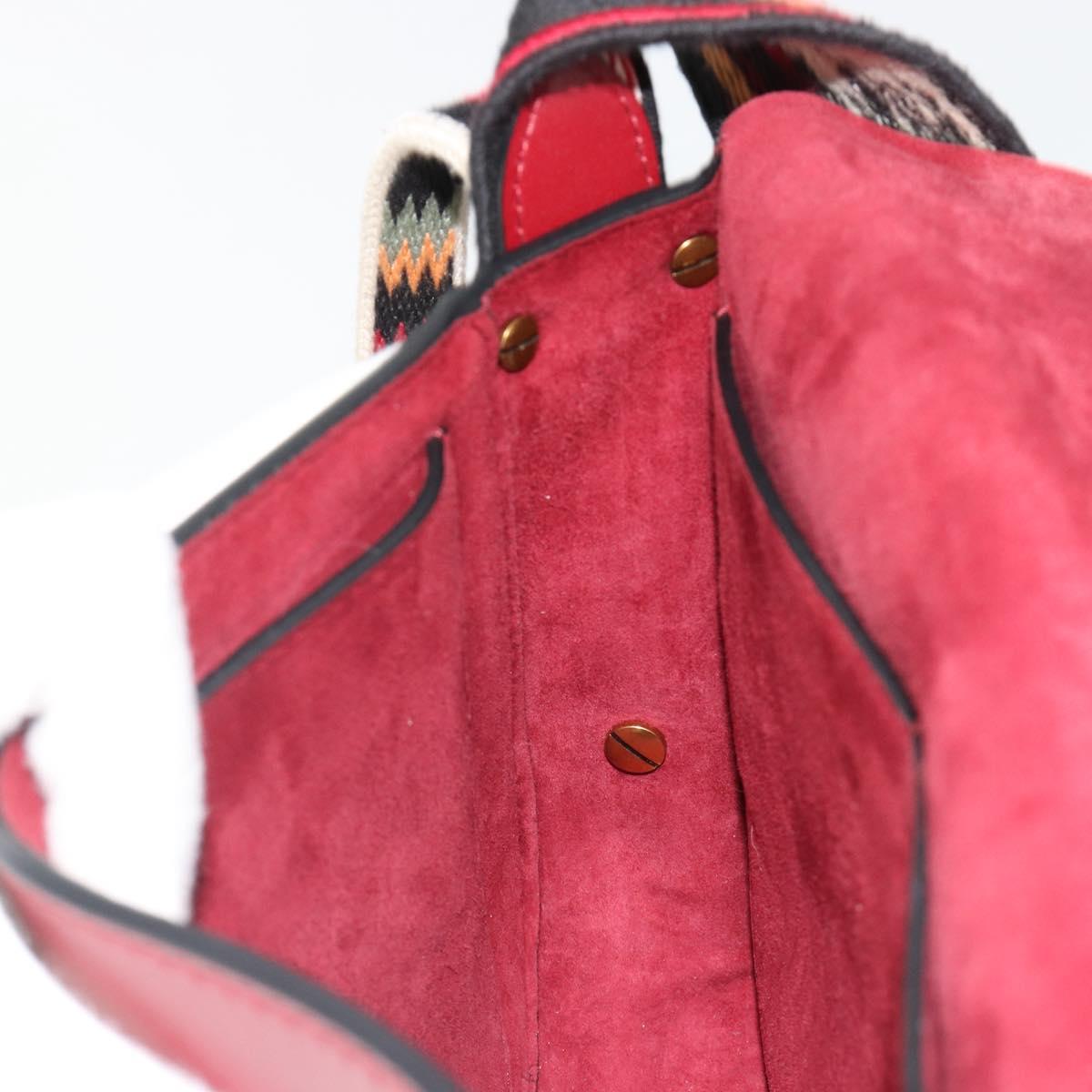 Christian Dior Shoulder Bag Leather 2way Red Gold Auth BA13390A