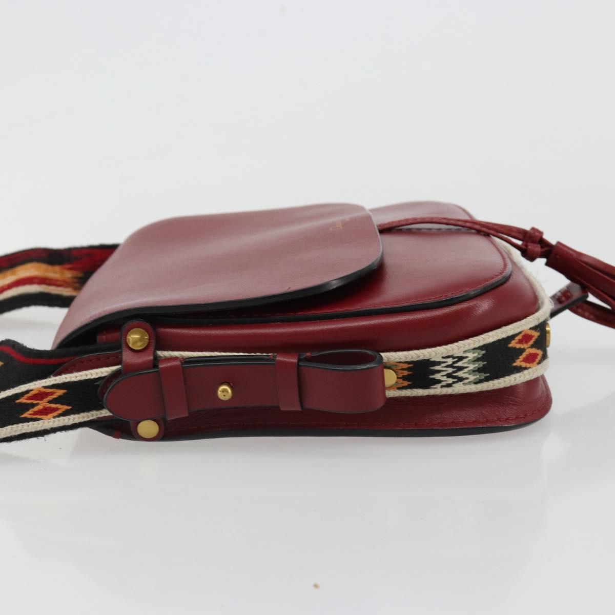 Christian Dior Shoulder Bag Leather 2way Red Gold Auth BA13390A