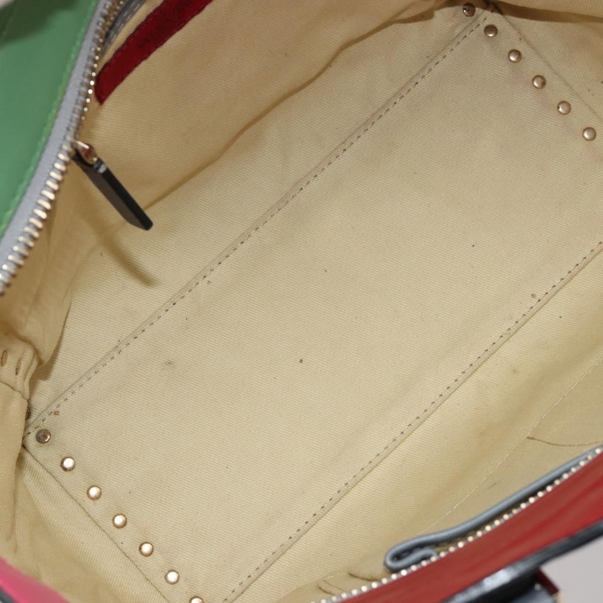 VALENTINO Studs Tote Bag Leather 2way Red Gold Auth BA13391A