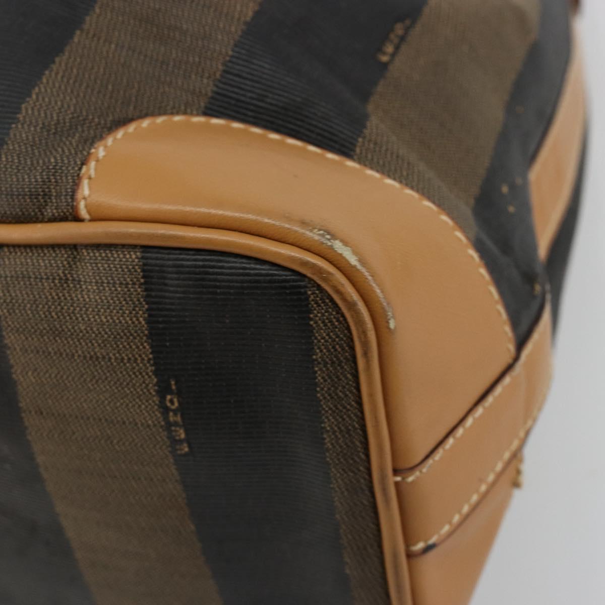 FENDI Pecan Canvas Purse Shoulder Bag PVC Brown Gold Auth BA13394