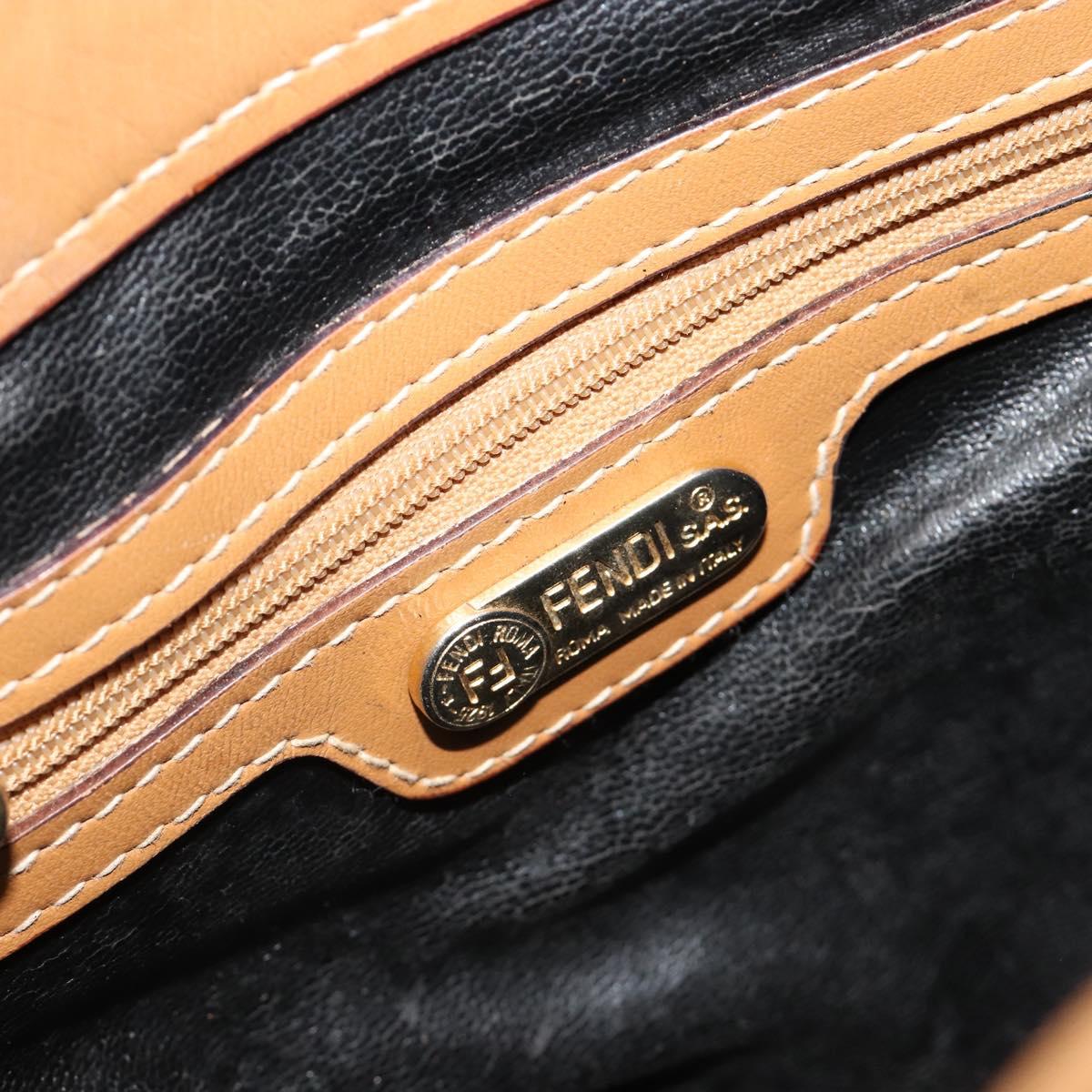 FENDI Pecan Canvas Purse Shoulder Bag PVC Brown Gold Auth BA13394