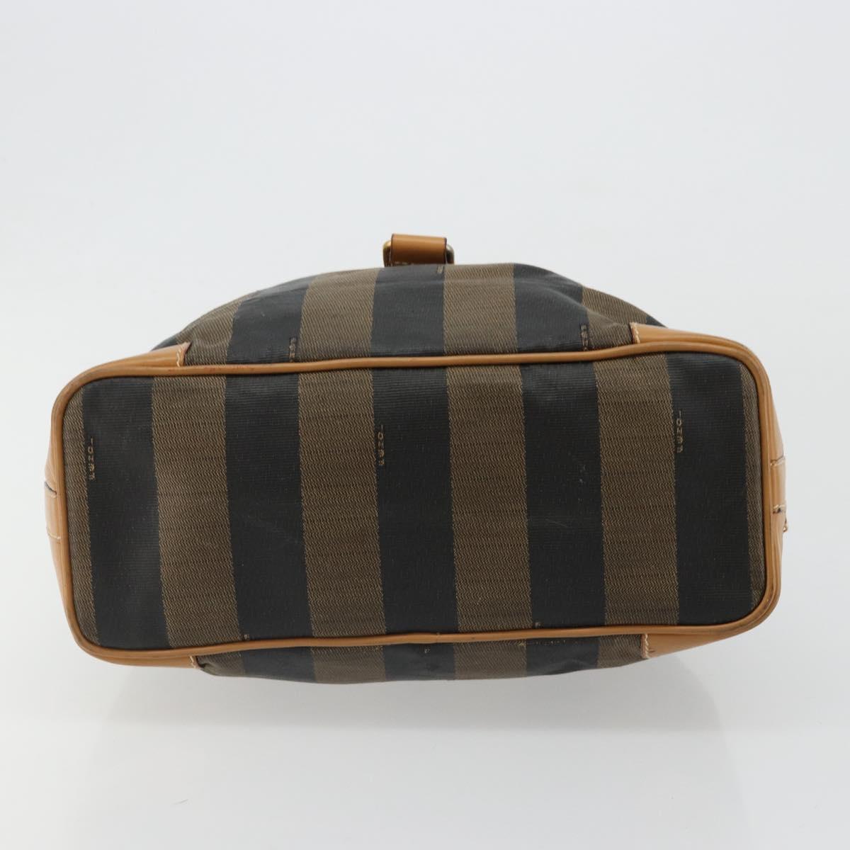 FENDI Pecan Canvas Purse Shoulder Bag PVC Brown Gold Auth BA13394