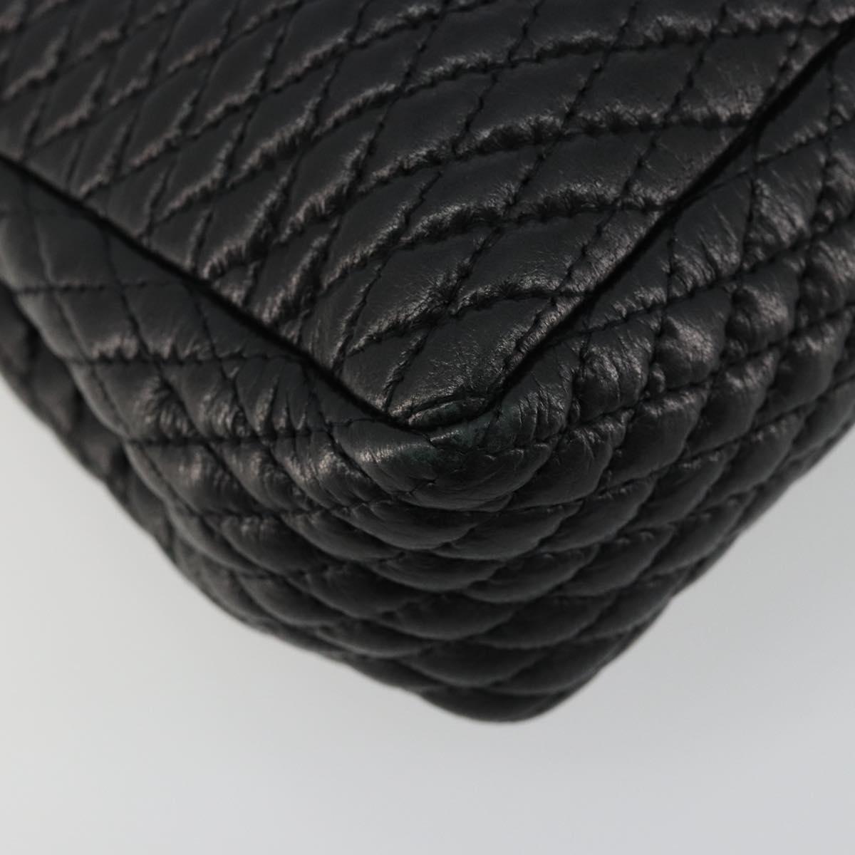 BALLY Chain Shoulder Bag Leather Black Gold Auth BA13398A
