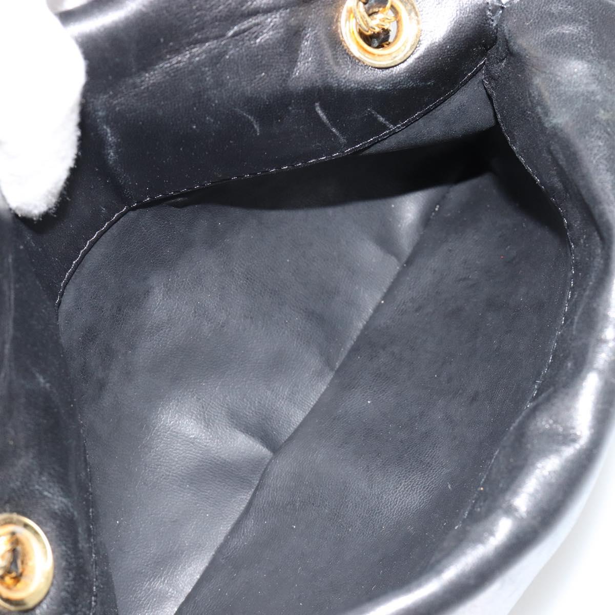 BALLY Chain Shoulder Bag Leather Black Gold Auth BA13398A