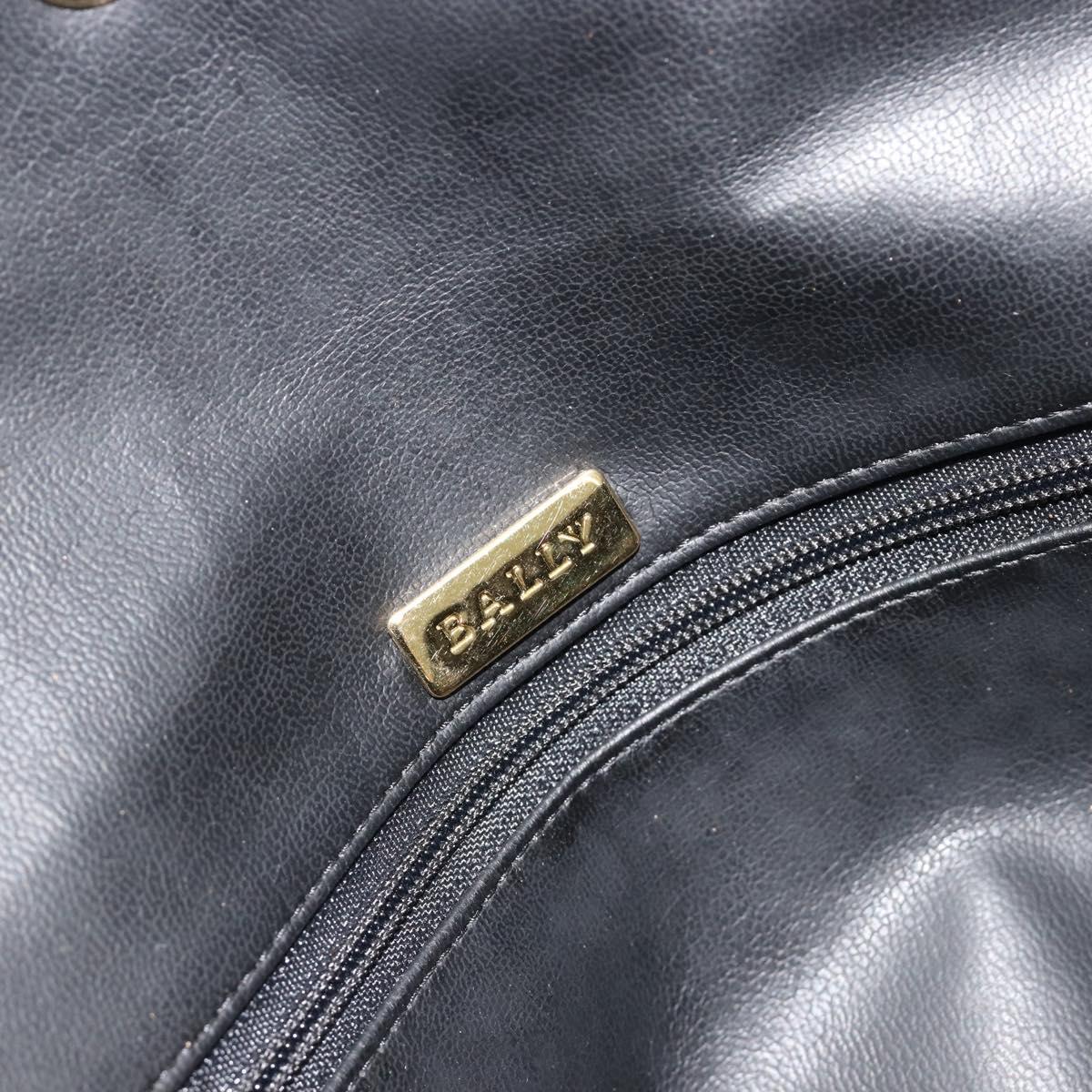 BALLY Chain Shoulder Bag Leather Black Gold Auth BA13398A