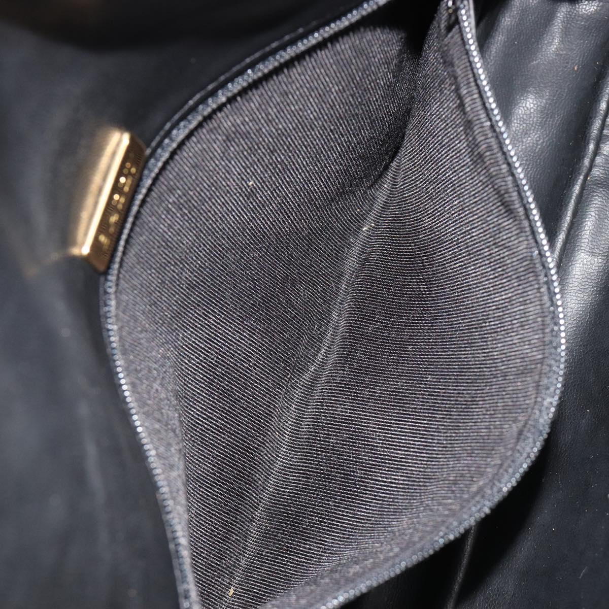 BALLY Chain Shoulder Bag Leather Black Gold Auth BA13398A