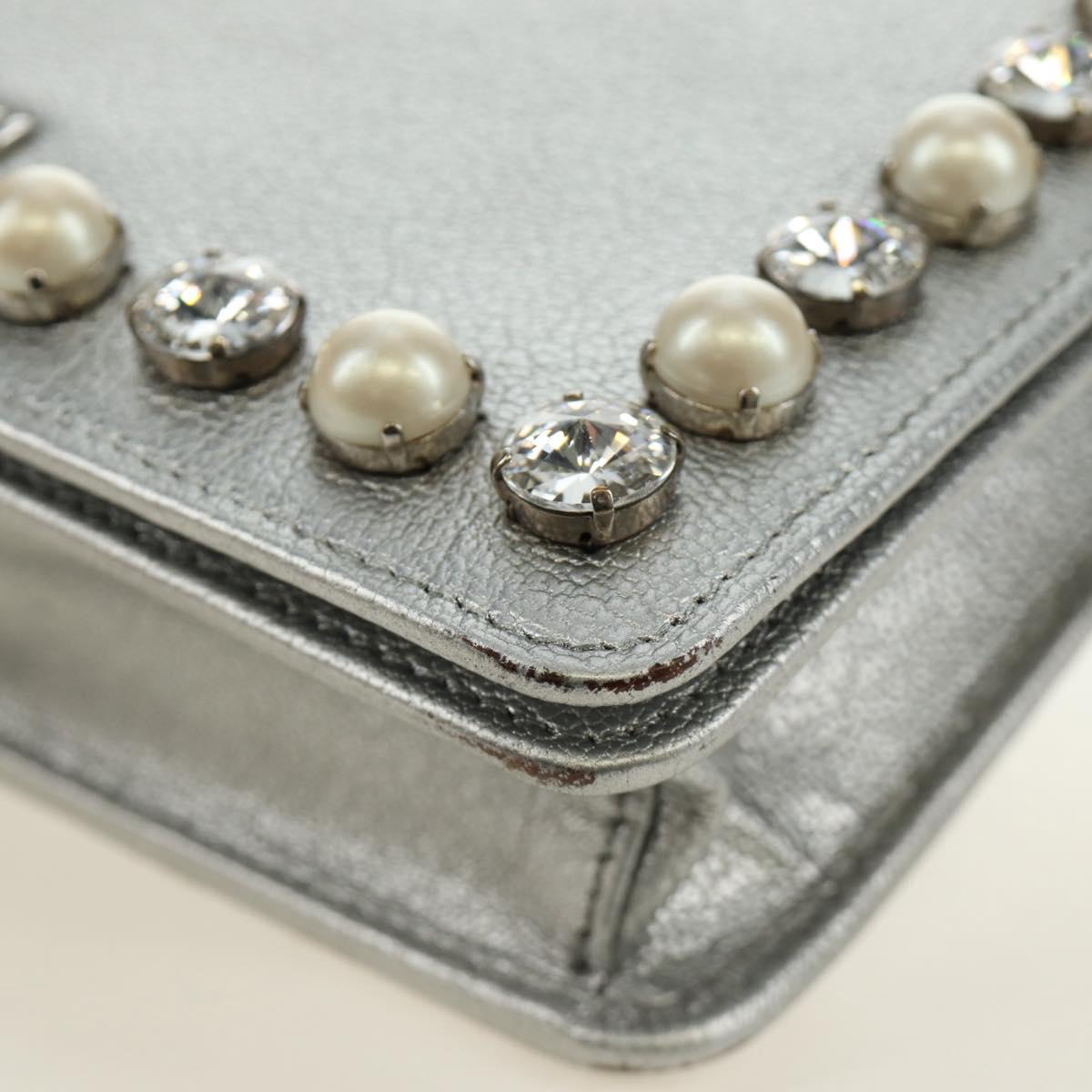 Miu Miu Shoulder Bag Leather Silver Auth BA13407M