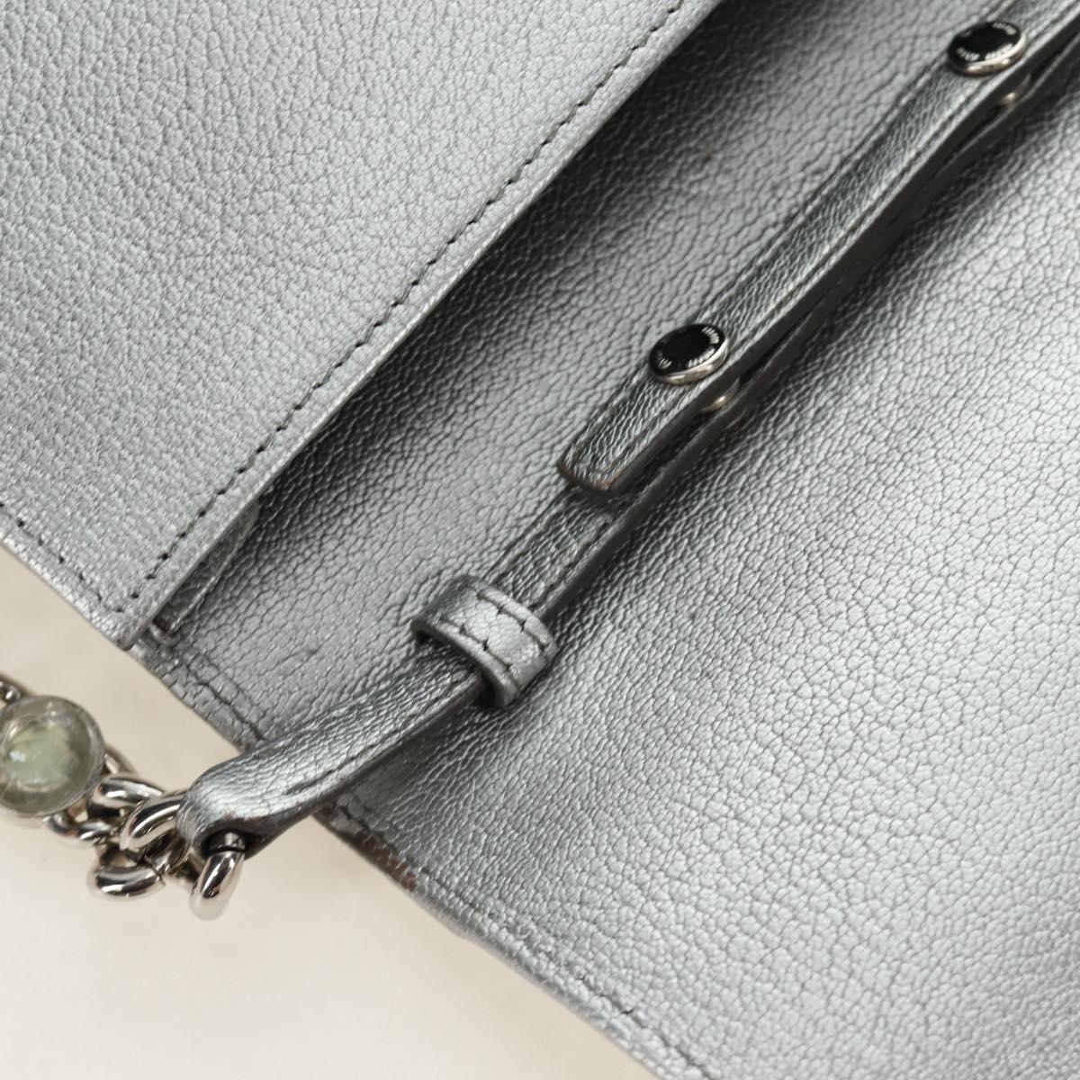 Miu Miu Shoulder Bag Leather Silver Auth BA13407M