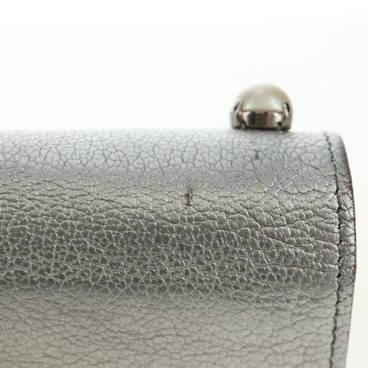 Miu Miu Shoulder Bag Leather Silver Auth BA13407M